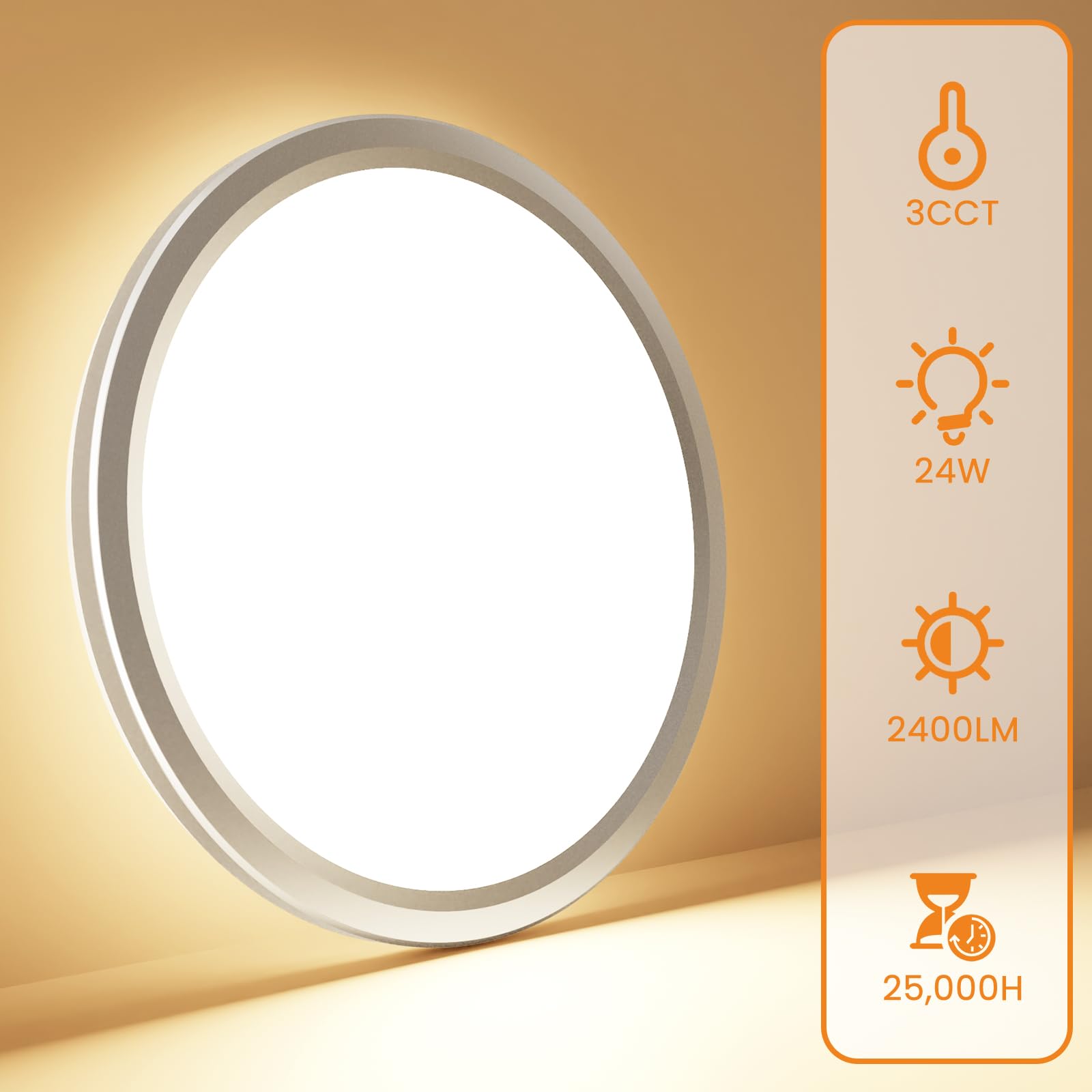 slochi 29CM LED Ceiling Light, 24W 2400LM Bathroom Lights 3000K/4000K/6500K - Image 4