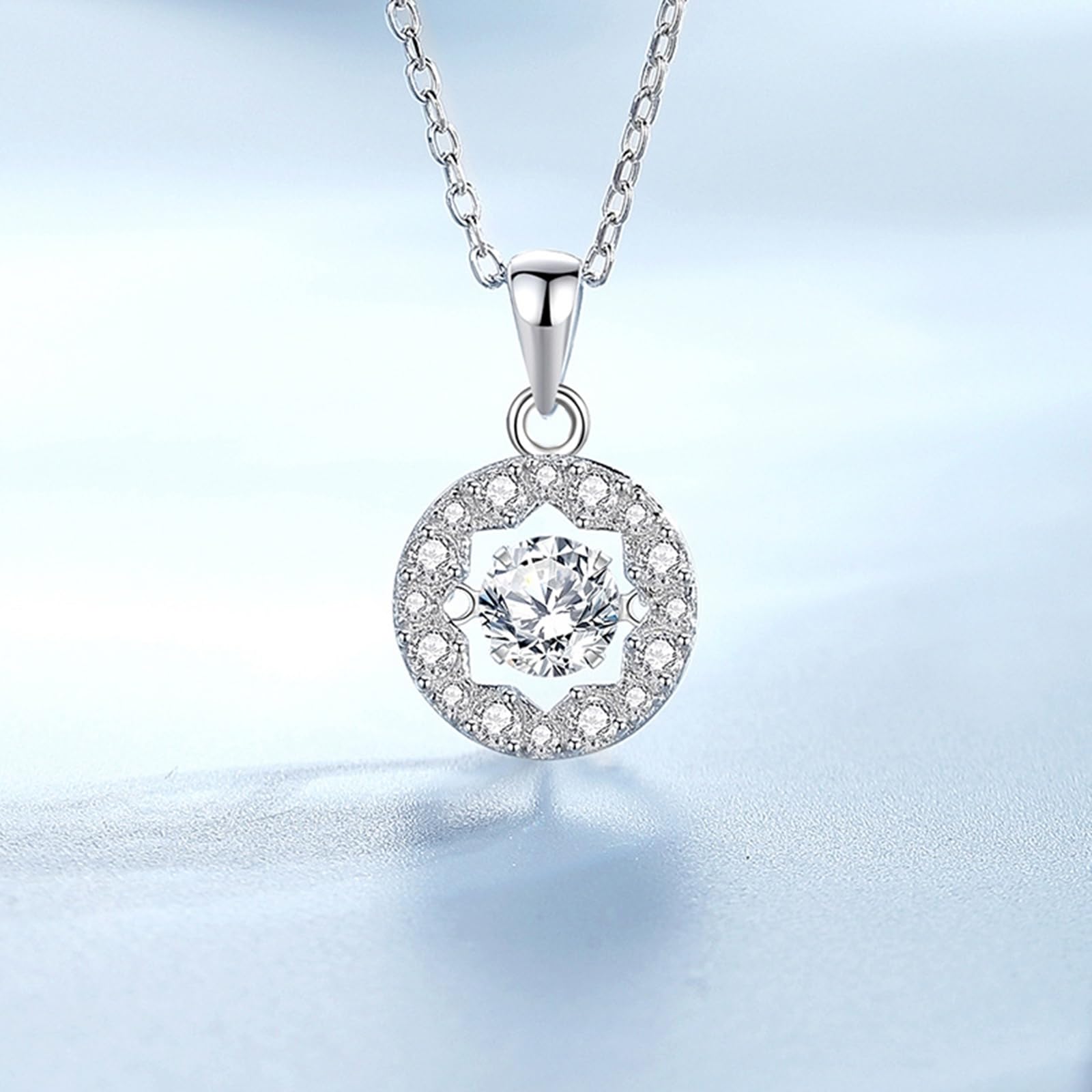Collares dorados para mujer, collar de boda con estrella geométrica de halo flotante para mujer, moissanita
