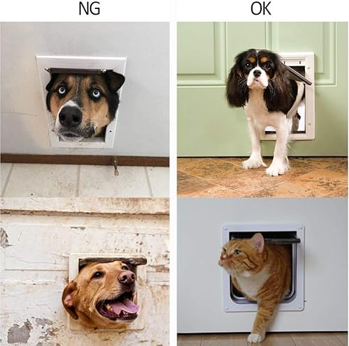 Miniatura 5 de Puerta para mascotas para gatos y perros con bloqueo de 4 vías (tamaño exterior 10 x 9.6 pulgadas), puerta con solapa para gatos, puerta extragrande