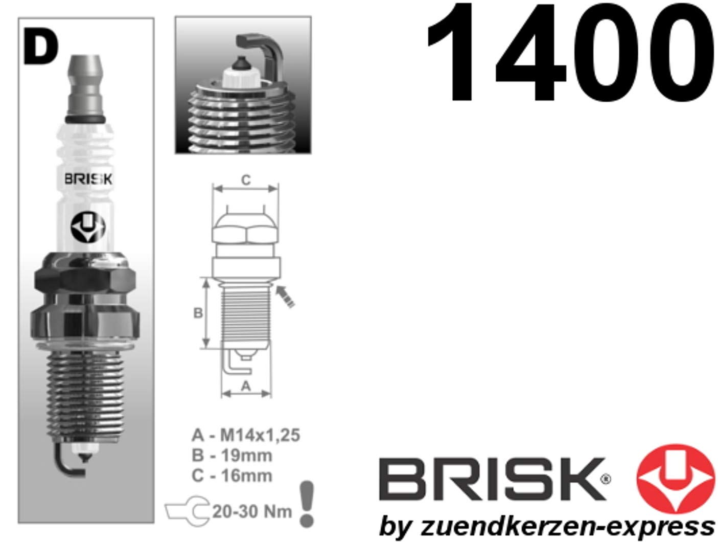 BRISK Platin DR15YP 1400 Candele d'accensione, set di 6