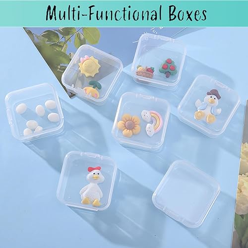 Miniatura 3 de Paquete de 102 organizadores de cuentas, 3 tamaños, cajas de almacenamiento de plástico transparente con tapas con bisagras, apilables y portátiles