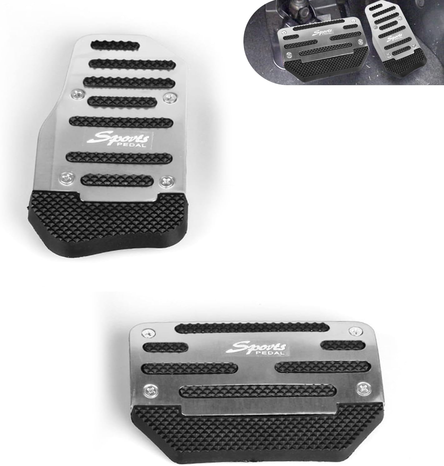 2 PCS Car Pedal Pads Set, Alloy Non-slip Accelerator Brake Pedal Covers, Automatic Sporty Decorative Accessories, Universal for Most Cars (Red)