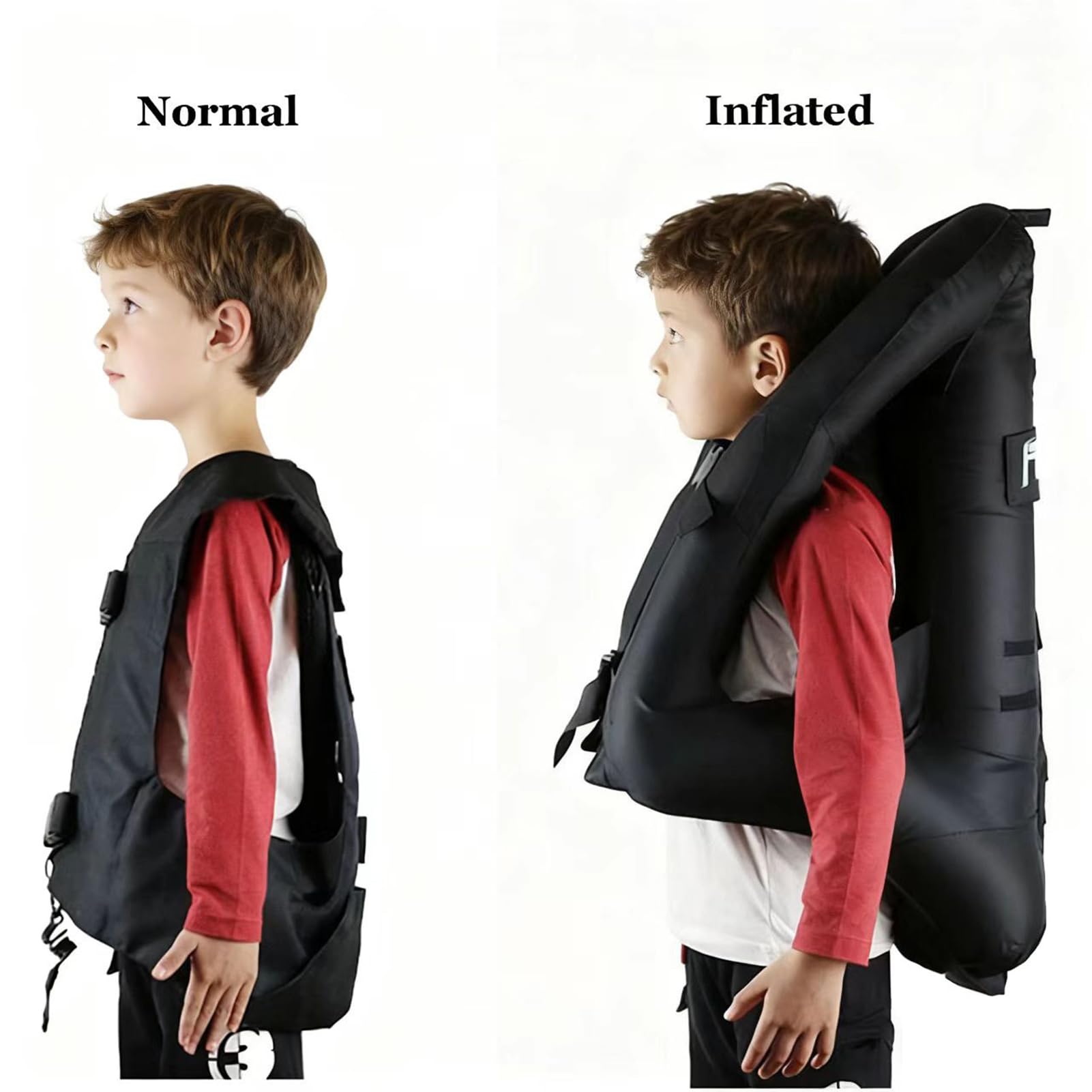 Chaleco De Airbag para Montar A Caballo para Niños, Jinete Ecuestre Ajustable Entrenamiento De Equitación En Motocicleta Chaleco Protector Botella De Compresión No Incluida