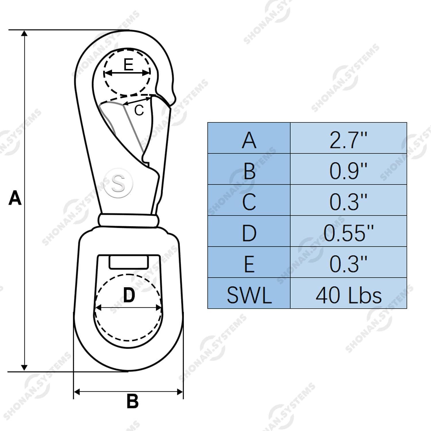 SHONAN 2.7 Inch Swivel Snap Hooks, 5 Pack Small Stainless Steel Spring Clips, Flag Pole Clips, Scuba Diving Clips Spring Hooks for Dog leashes, Keychains, Bird Feeders, Pet Chains - Image 3