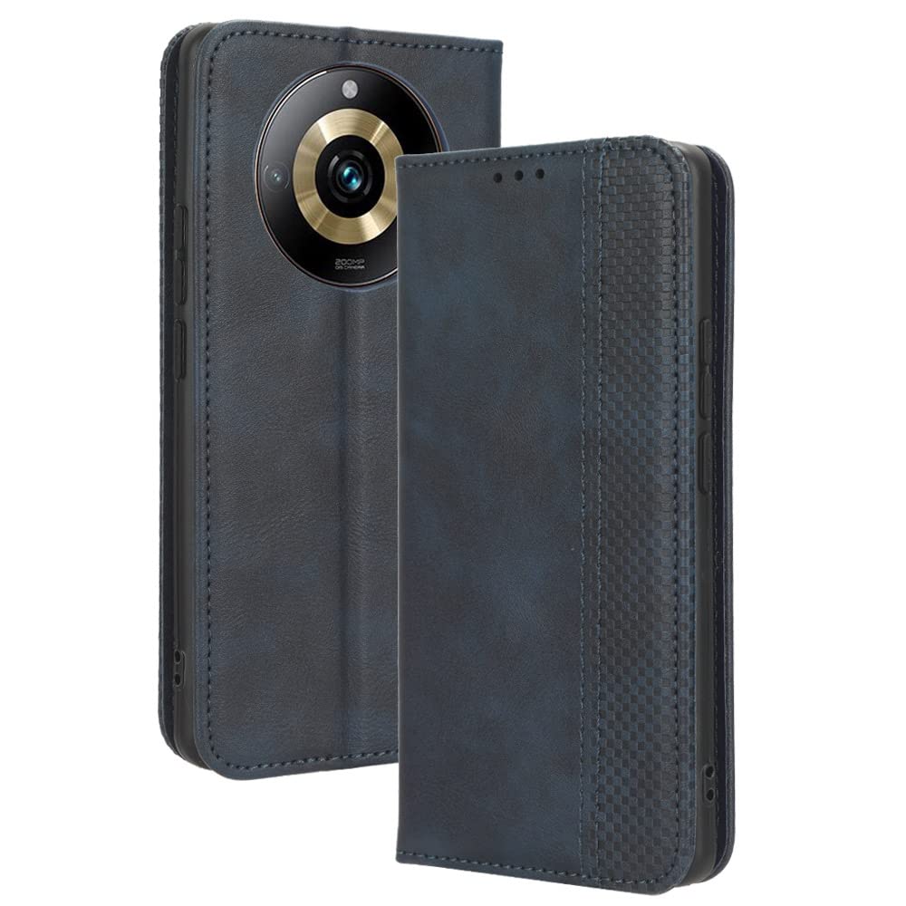 HAOYE Cover per Realme 11 PRO+/Plus 5G Portafoglio, Premium retrò PU Pelle Custodia Cover con Funzione Stand/Slot per Schede/Magnetica Adsorbimento Automatico, Verde
