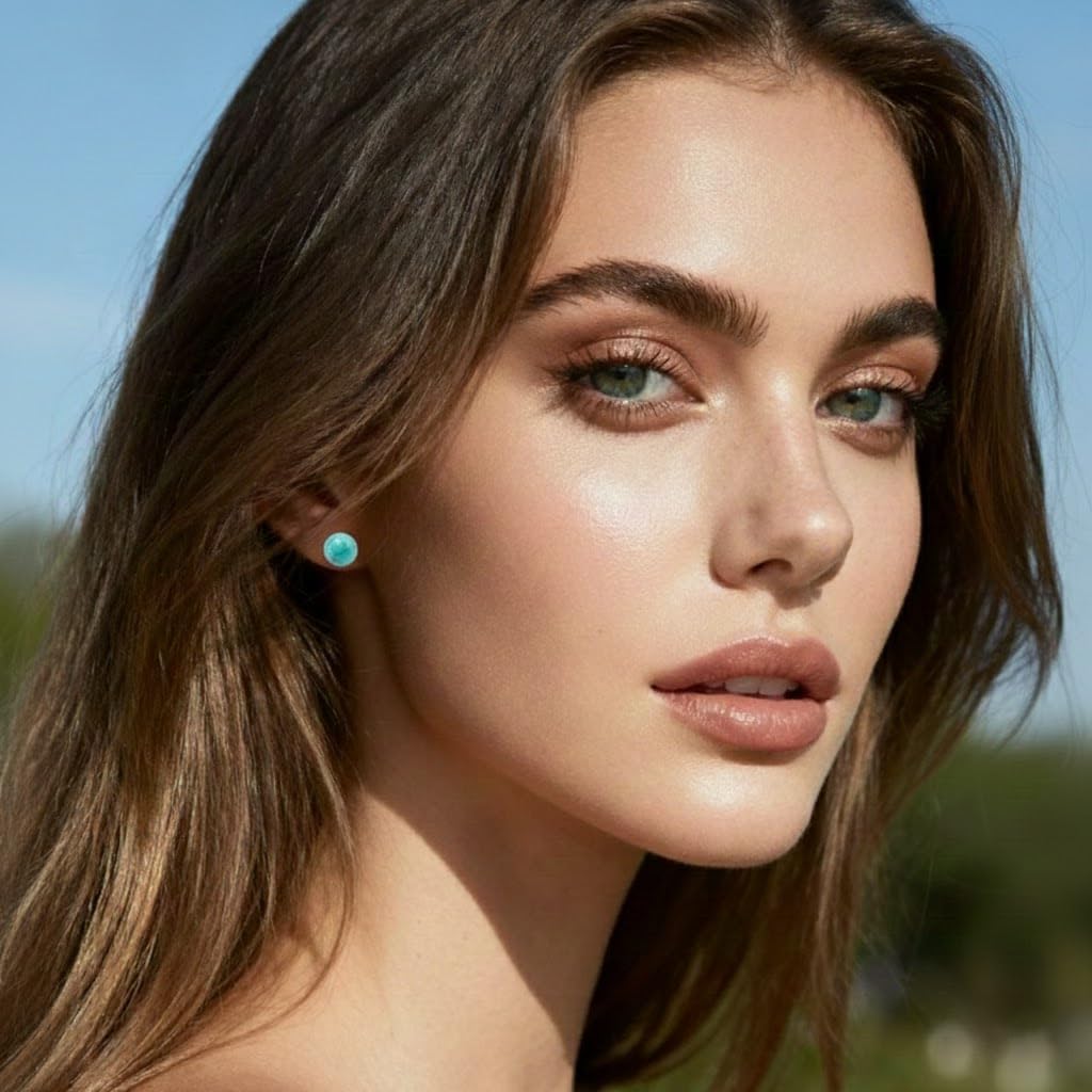 Prismata Gemstone Stud Earrings 925 Sterling Silver Natural Stone Opal/Onyx/Agate/Lapis Lazuli/Malachite Earrings Stud Western Boho Jewelry Gifts for Women