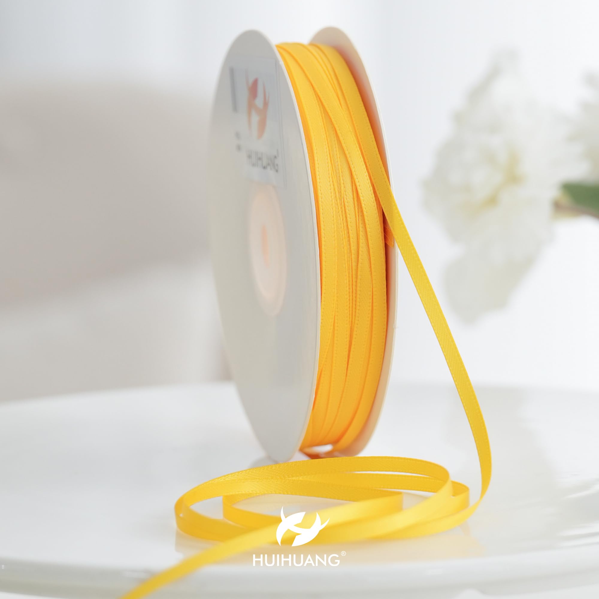 Amazon.com: HUIHUANG 1/8 inch Yellow Double Faced Satin Ribbon