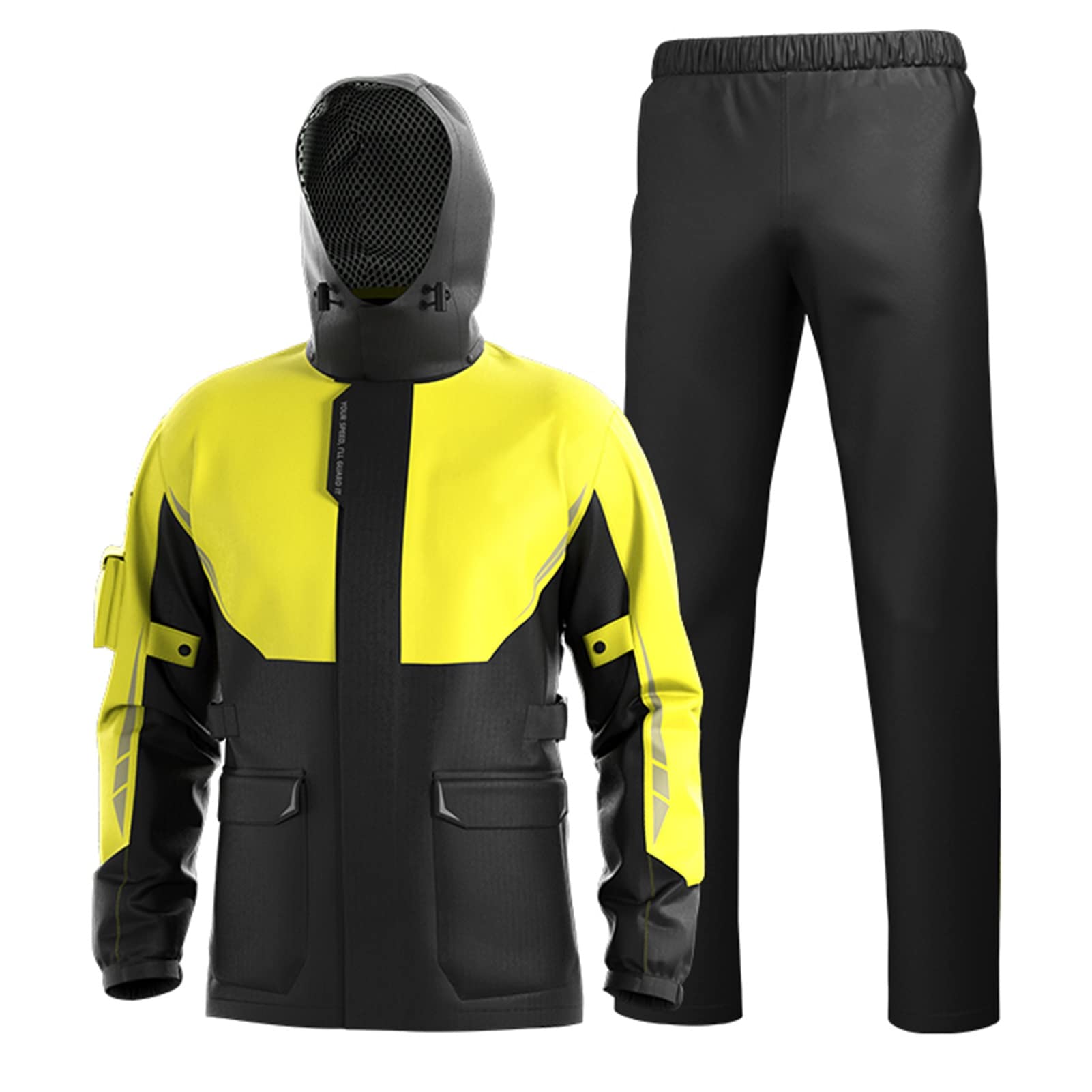 KFGISD, Windproof Hooded Raincoat Heavy Duty Rainwear Breathable Rain Gear for Rain Weather Cycling,Raincoats(Yellow,3XL)