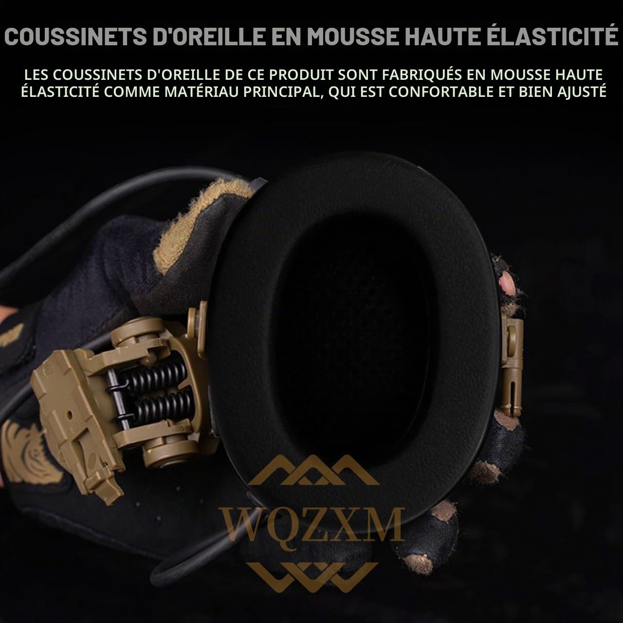 Casque Tactique Casque Antibruit De Chasse Et De Tir avec Microphone, sans Réduction Active du Bruit Version Casque Ecouteur De Tir Casque De Communication(Tan)
