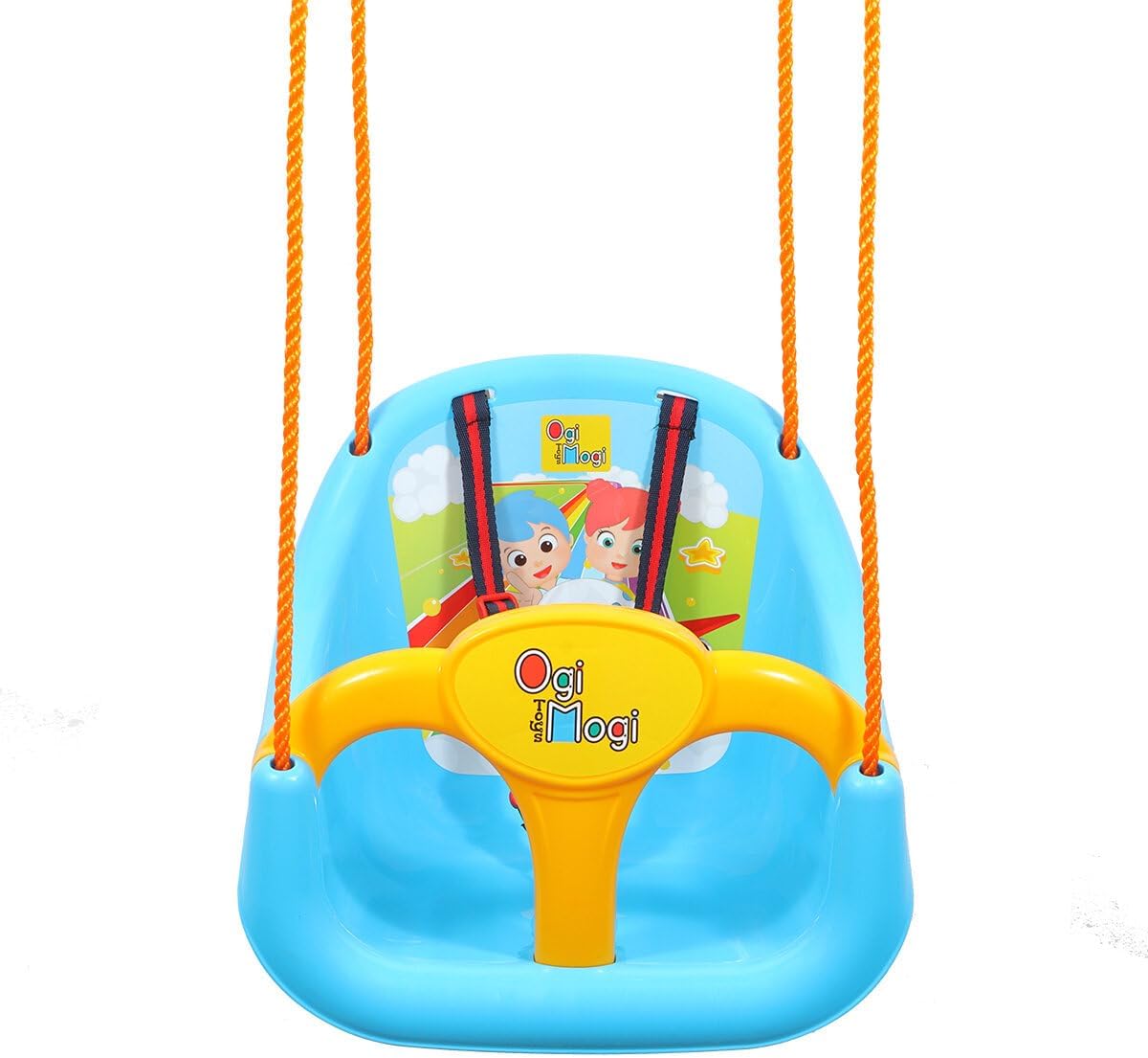 Ogi Mogi Toys Toddler Swing, Extra Durable, Comfortable High Back, Built In Safe Guard&Lock, Adjustable Backyard Swing Seat for Boys and Girls, Outdoor and Indoor Activities, Easy to Install, 1 years