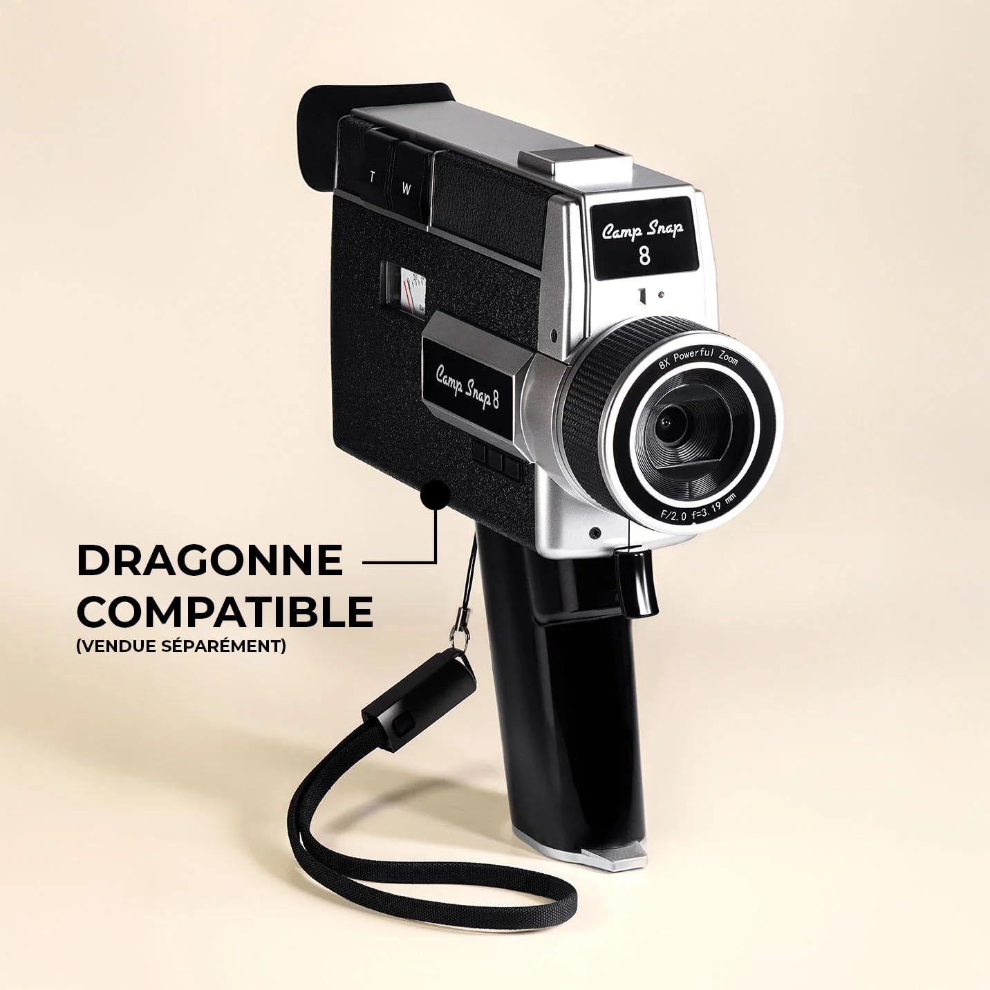 Camp Snap CS-8 Videocámara Digital - Grabadora de vídeo 2.7K para Youtube, Cámara sin Pantalla, Zoom Digital 8X, con 5 Filtros Película Personalizables, Tarjeta SD Incluida y Batería Recargable USB-C