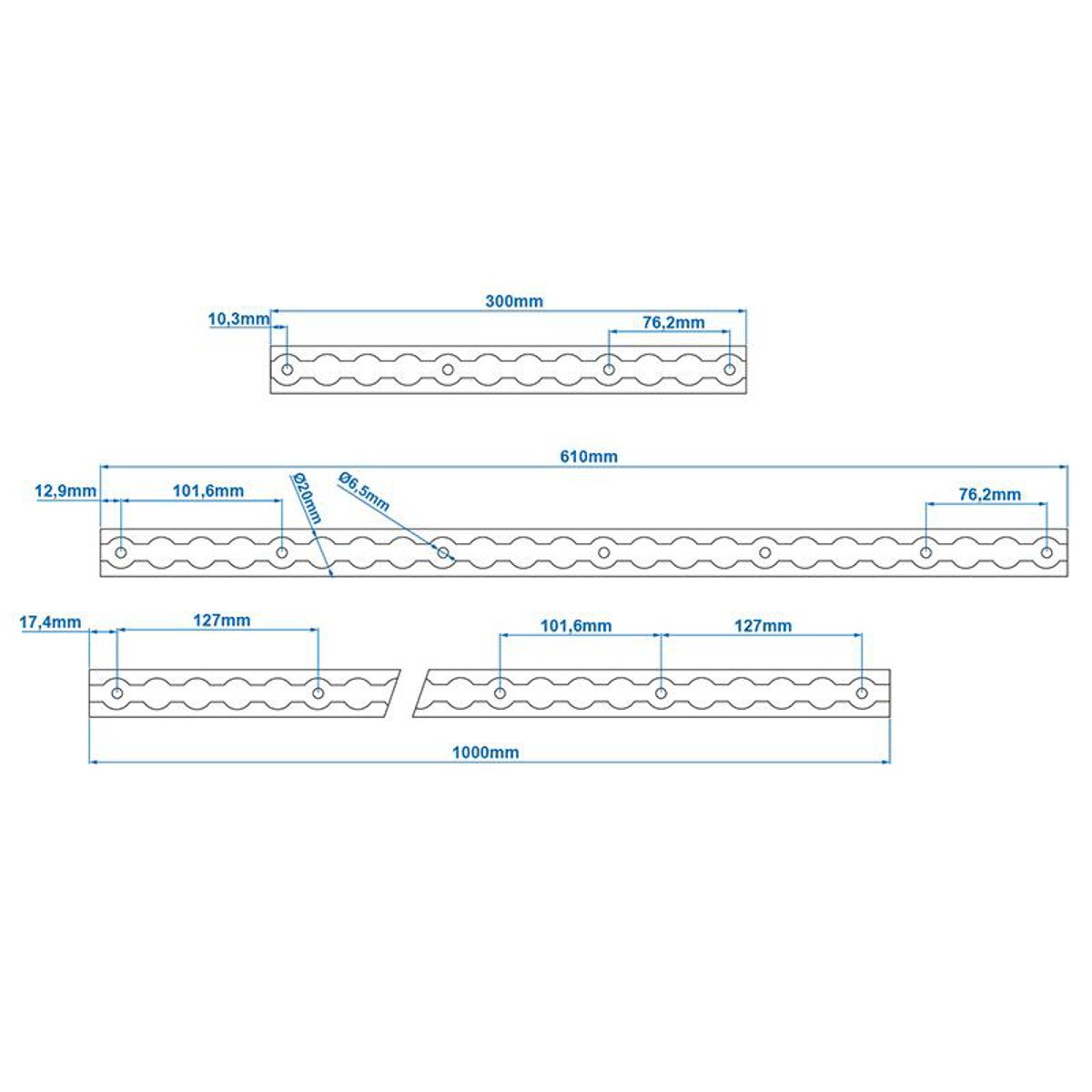 ProPlus 342178 - Set di binari di ancoraggio, 2 x 60 cm, con 4 occhielli