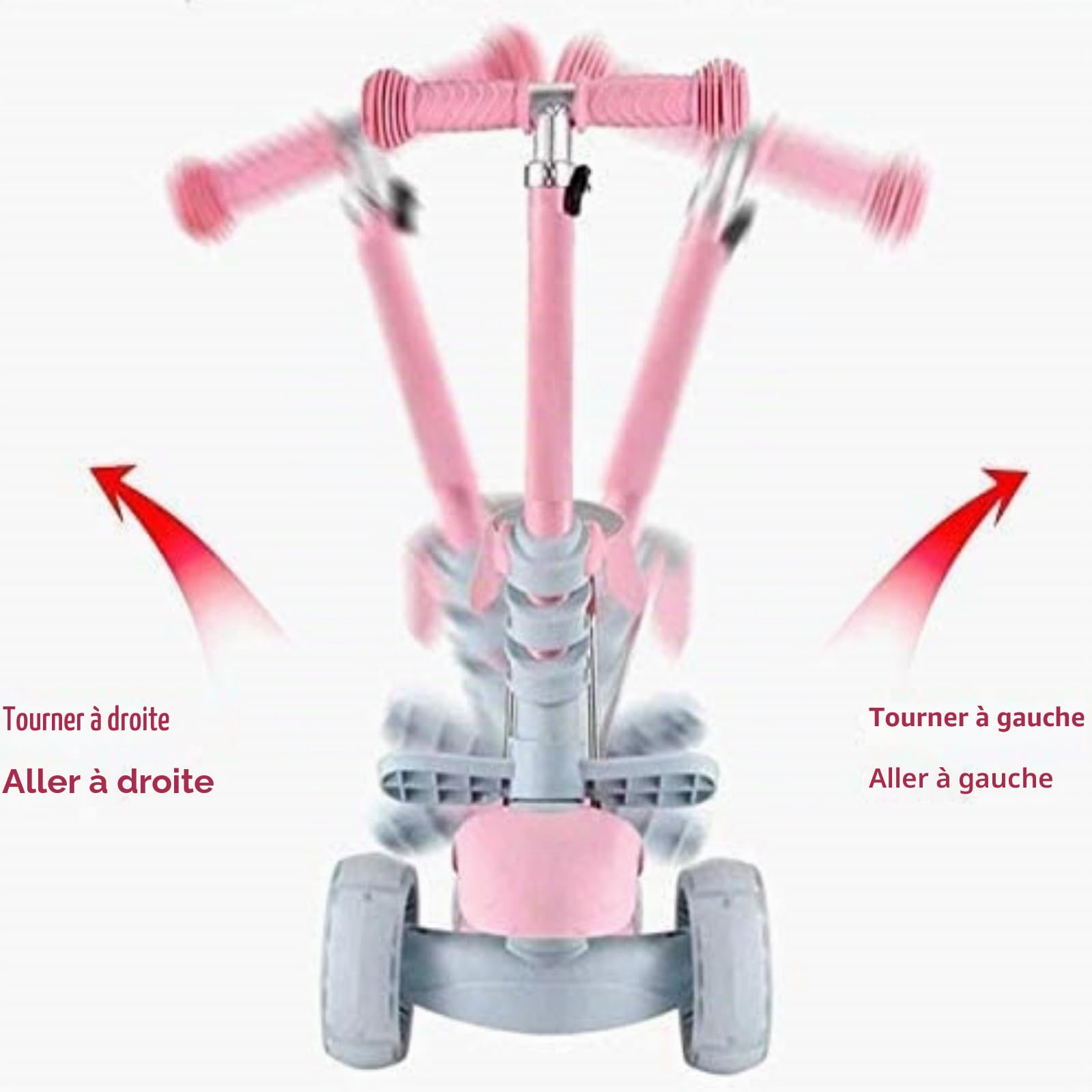 Trottinette pour Enfants 5 en 1 avec siège Amovible, 3 PU Roues Lumineuses, Guidon Réglable en Hauteur, Facile à Diriger, Dossier Confortable, Patinette Antidérapante pour Filles/Garçons de 1 a 6 Ans