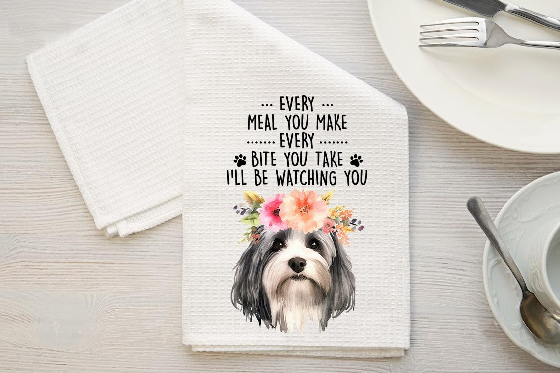 Shih Tzu Apron & Tea Towel Kitchen Set - Portrait Gifts For Dog Lovers - Cooking And Baking Present Linen Sets