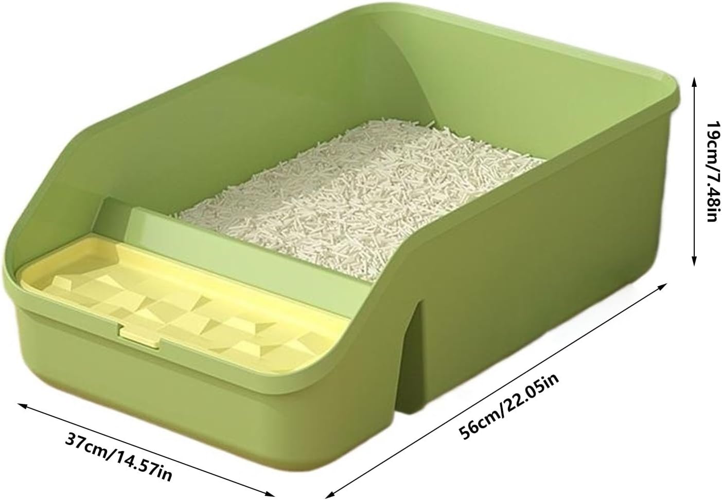 Litterbox Open Top Pet Litter Tray, Semi Closed Cats Litter Pan, Cat Litter Box with High Sides for Pet Supplies Indoor Cats Cat Litter Tray(Green)