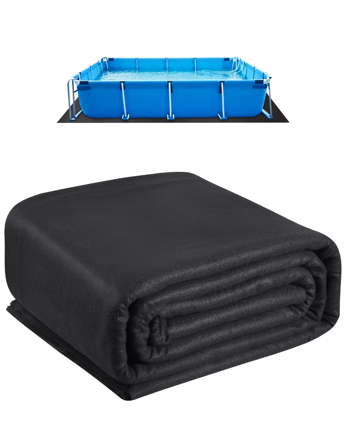 VEVOR Revestimiento Rectangular para Piscinas, 3,7 x 7,3 m Revestimiento Extragrueso para Piscinas Elevadas, Evita Pinchazos, Base de Geotextil Reciclado, Prolonga la Vida Útil del Revestimiento