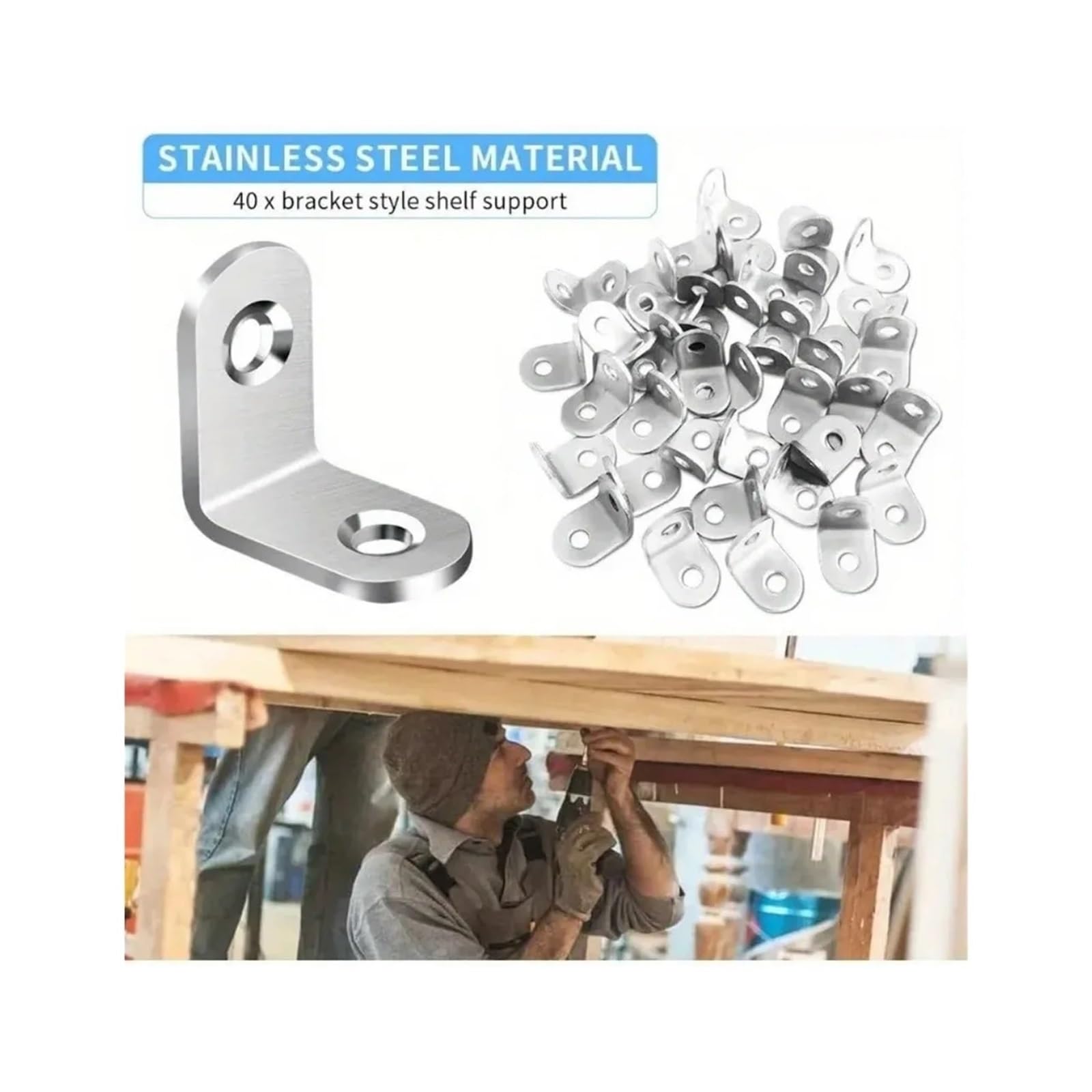 soporte angular en L, Abrazadera de conexión for fijación estantes muebles 90 grados(Dark 100PCS)