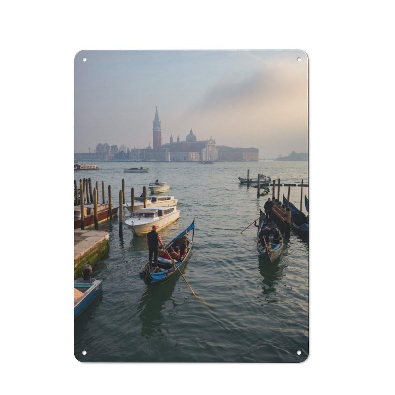 Junmoney Sunset Over Gondola Venice Character Decorative Tin Plaque 40X30cm Featuring Home Wall Decor For Flat, Dorm Room, Lounge Or Cafe
