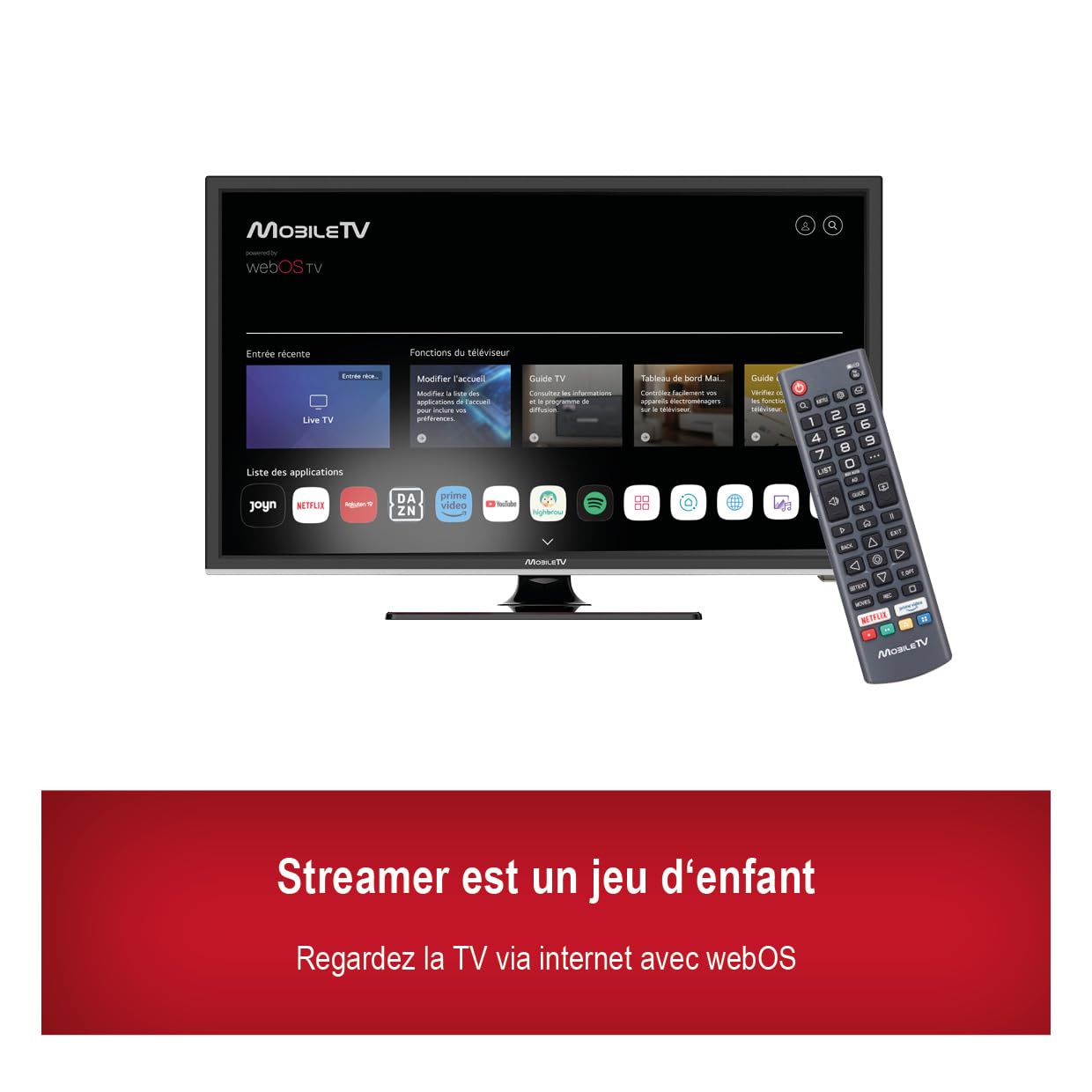 Smart WebOS 22'' SD3 (L) - 55 cm - 12V / 24 V / 230V - TV CONNECTE pour Camping Car/Caravanes/WiFi - Bluetooth - Lecteur DVD - Triple Tuner - Garantie 3 Ans