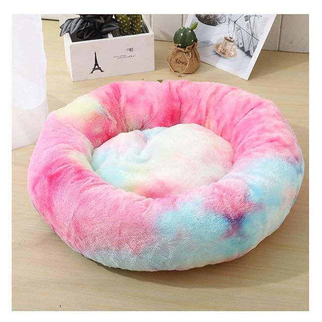 YAOTT Cama de Felpa para Perros y Gatos Cama Calmante Mascota Redonda Suave Sofa para Cachorros Cojín Lavable…