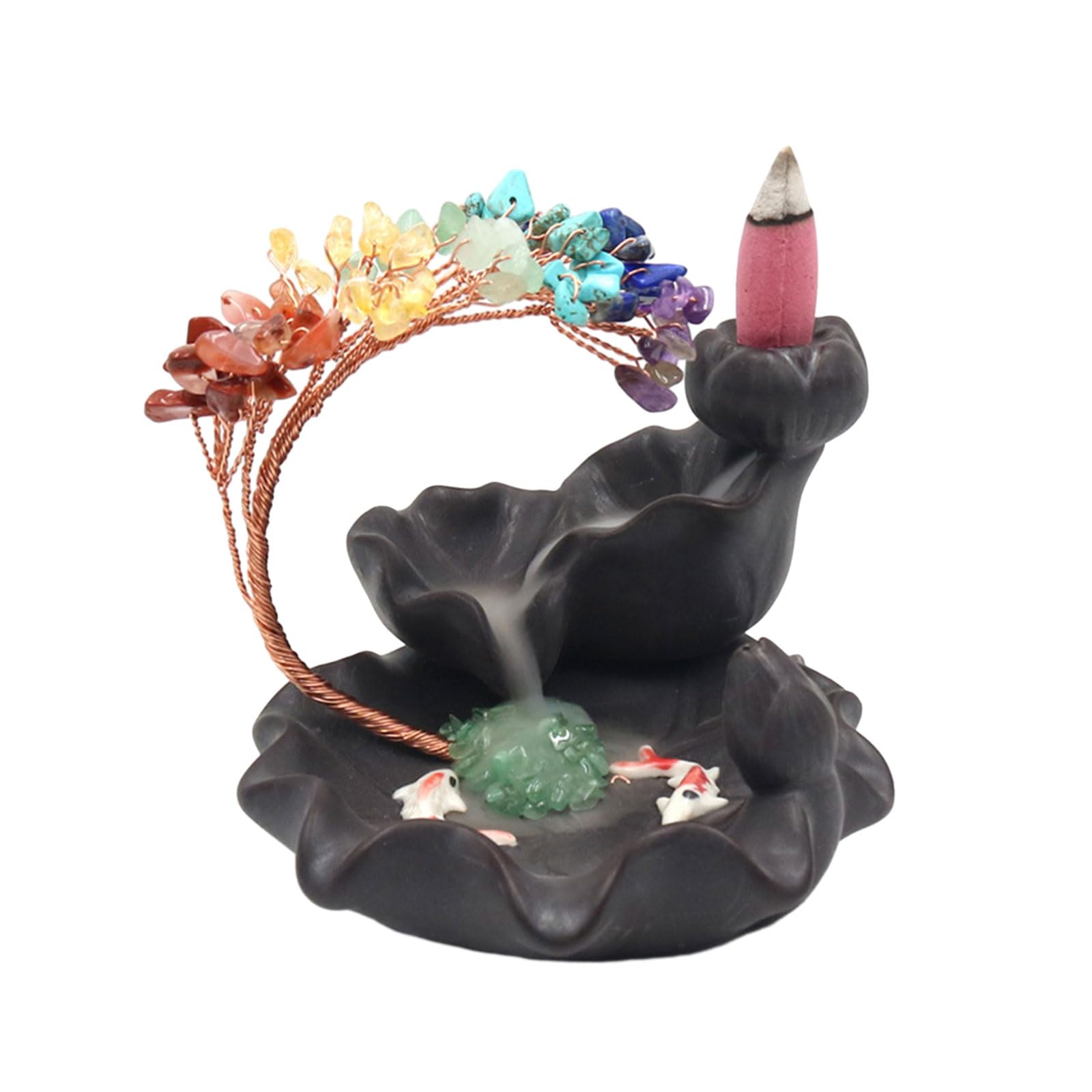 Backflowing Incenses Burners with Crystal Tree Aromatherapys Home Decorations Ceramic Waterfall Incenses Holder Waterfall Backflowing Holder