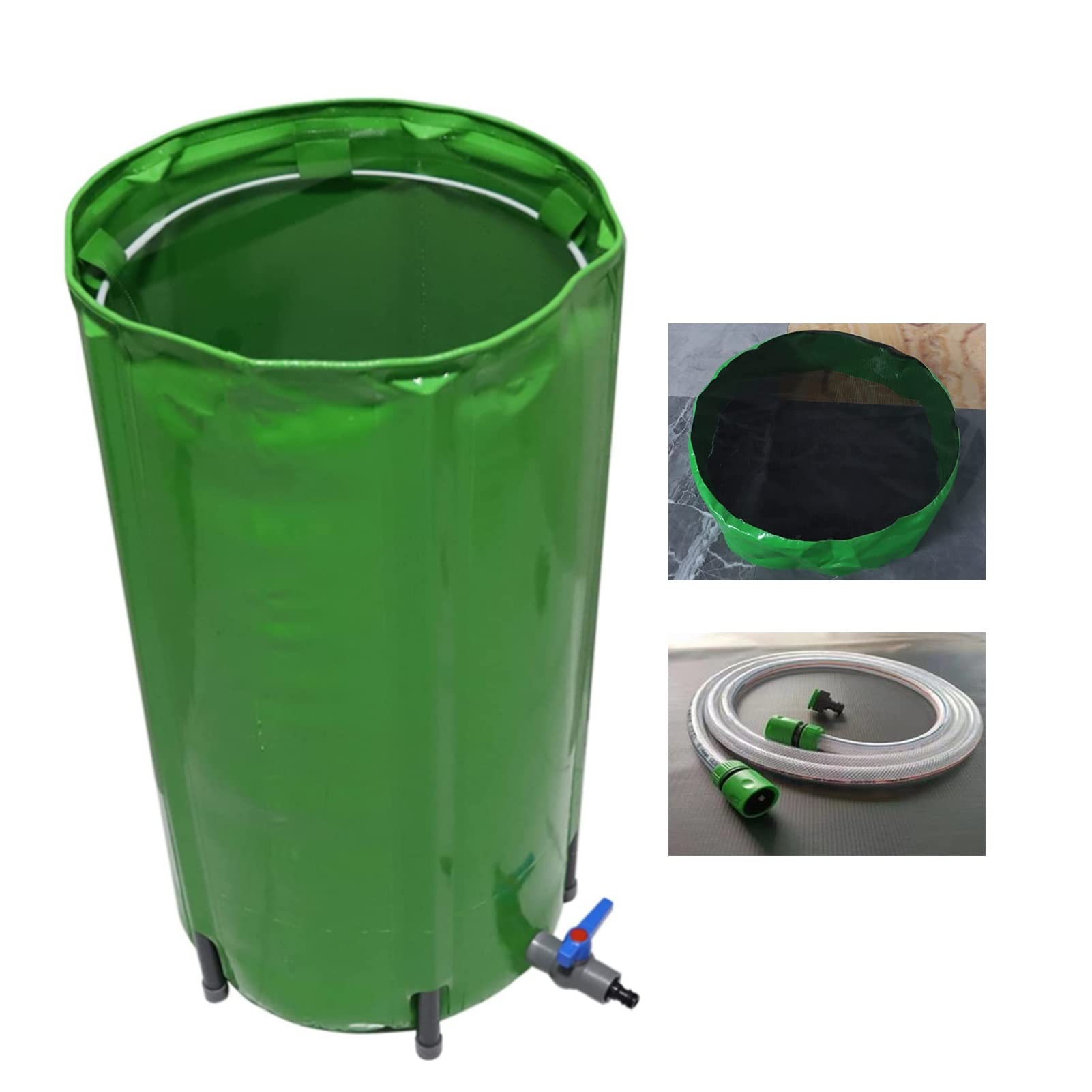 Portatile Barile for La Pioggia, 0,75 Mm in PVC for Impieghi Gravosi Impermeabile Raccolta dell'Acqua Piovana Serbatoio dell'Acqua All'aperto Collassabile Raccoglitore di Pioggia (Color : Gree