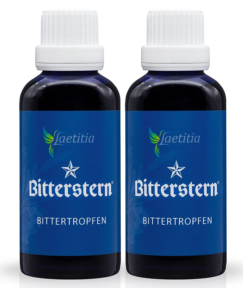 Bitterstern Bitterstoffe Tropfen mit praktischem Dosierverschluss I Liebe Bitter und gesund I Bittertropfen der Klassiker mit 17 Kr?utern I Hildegard von Bingen, Bitterkr?uter - mit Ratgeber (2er)