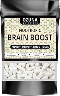 Nootropic Brain Boost Supplement | Supports Cognitive Function, Energy Levels, Focus & Memory Function | Clear Brain Fog | with Ashwagandha & Chamomile | 60 Capsules