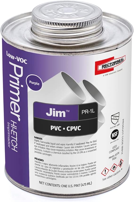 Rectorseal 55914 Pint Pr1L Purple Low Voc HiEtch PVC and Cpvc Primer