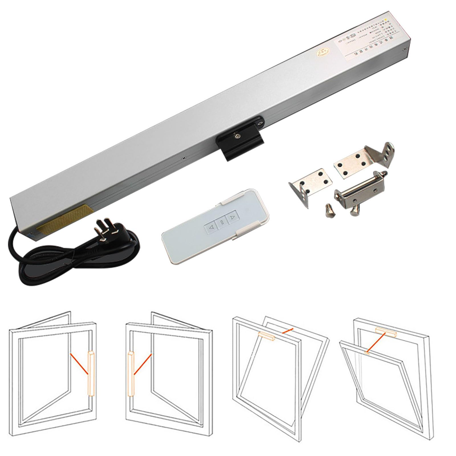 Apri finestra elettrico con telecomando per lucernari e prese d'aria del tetto 24 V Attuatore a catena 600 N Forza 600 mm Corsa Smart Home Automation Facile installazione