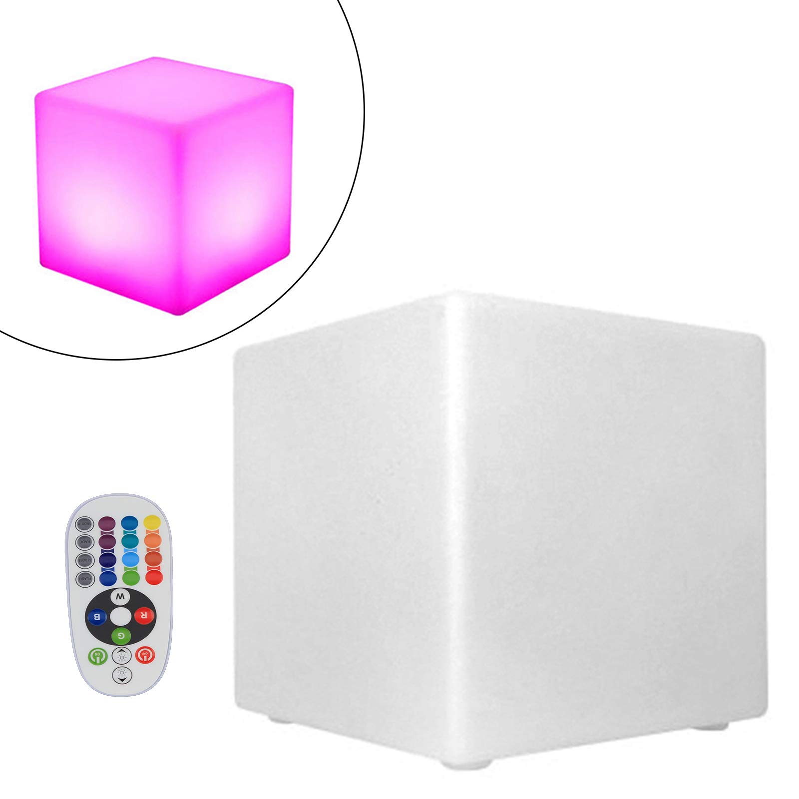 Kostka LED do użytku na zewnątrz z pilotem zdalnego sterowania – stołek RGB, zmiana kolorów, 16 kolorów, kostka do siedzenia i designerskie oświetlenie Cube, świecąca kostka jako siedzisko i