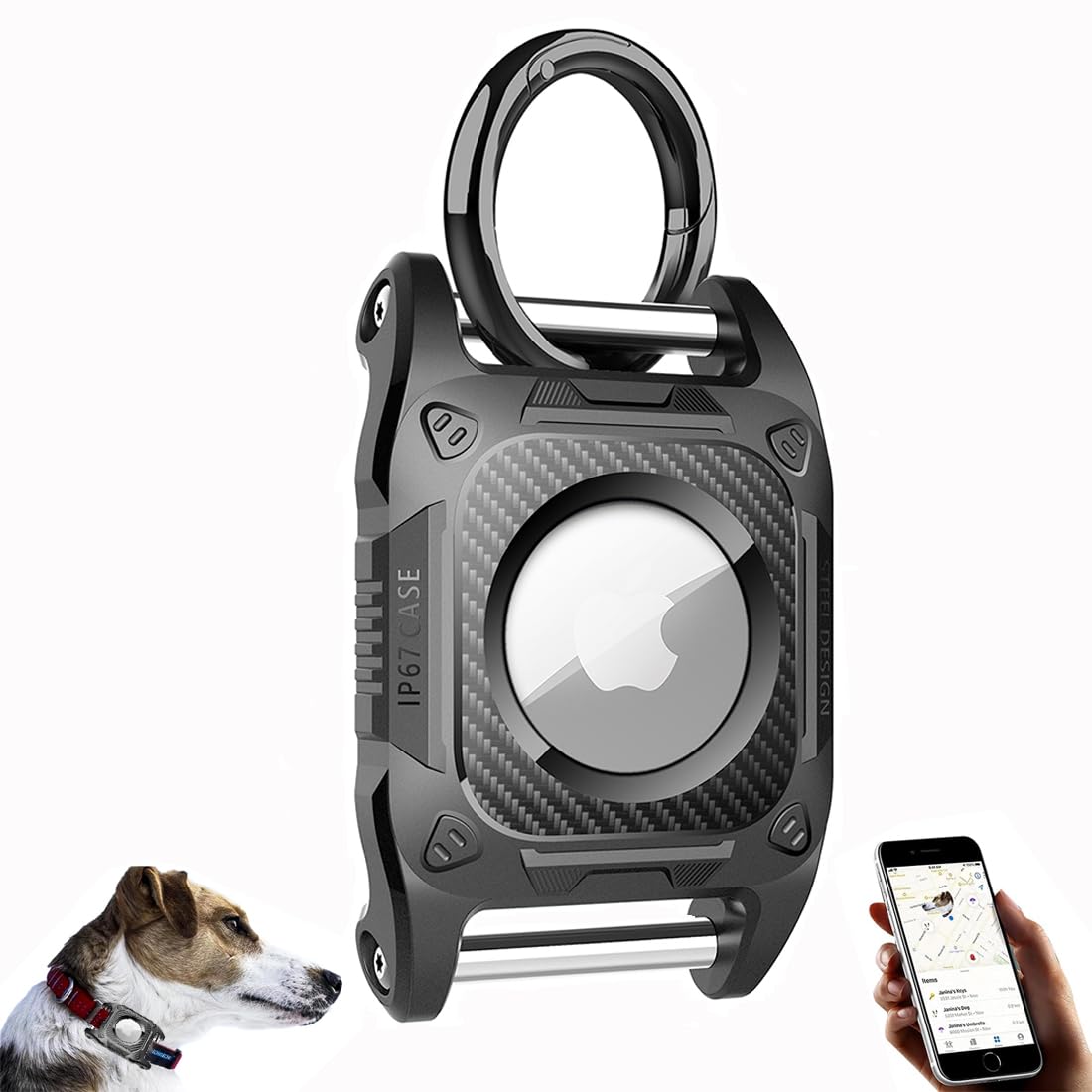 AirTag Dog Collar Holder,Waterproof Airtag Holder Case,Hard TPU Full Protection with Detachable Iron Bolt for Air Tag Dog Collar,Compatible Apple Air tag.