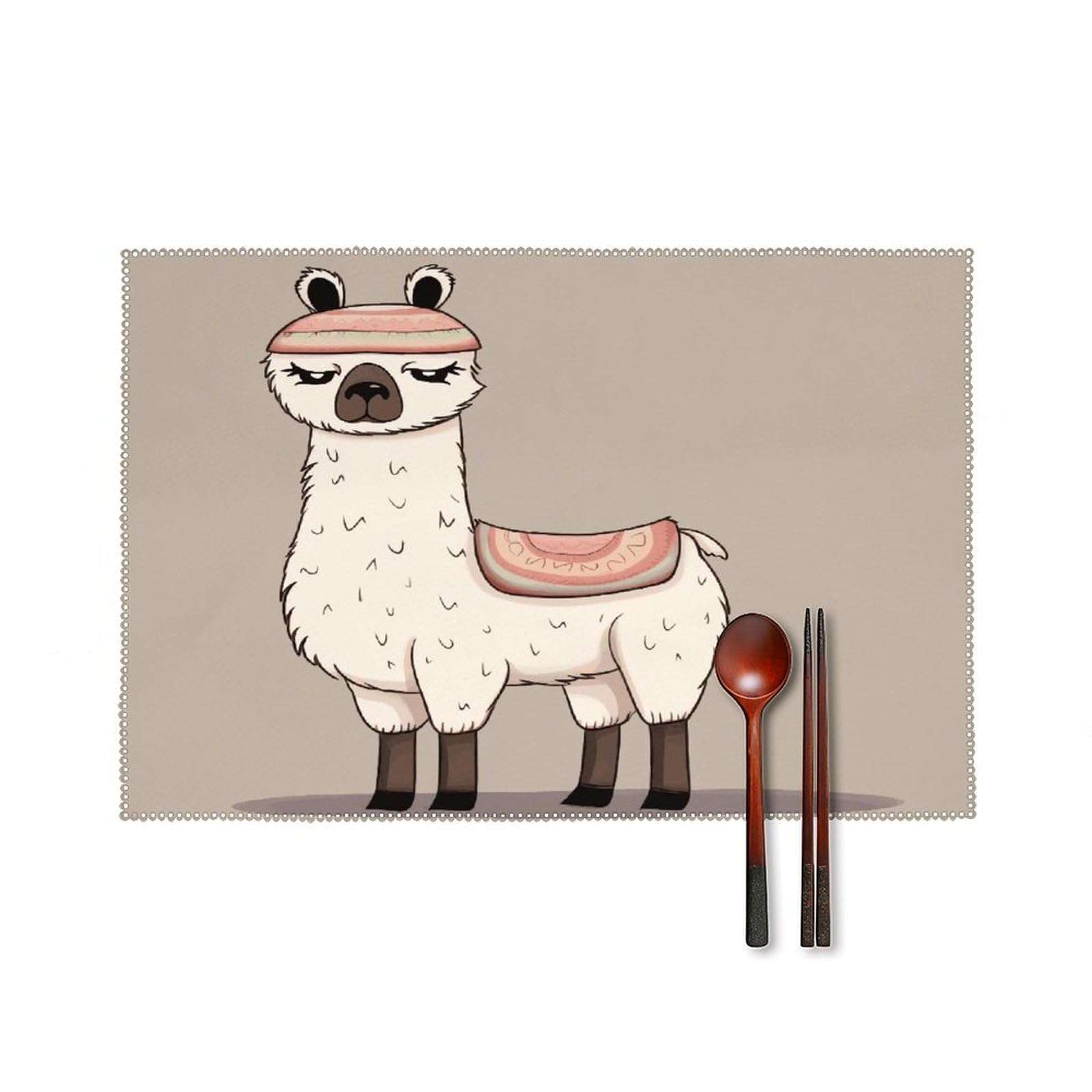 No Drama Llama Placemats Set of 4 Canvas Place Mats Non-Slip Heat Resistant Table Mats Washable Waterproof Placemat Wipeable Tablemats for Kitchen Dining Decor Place Mat