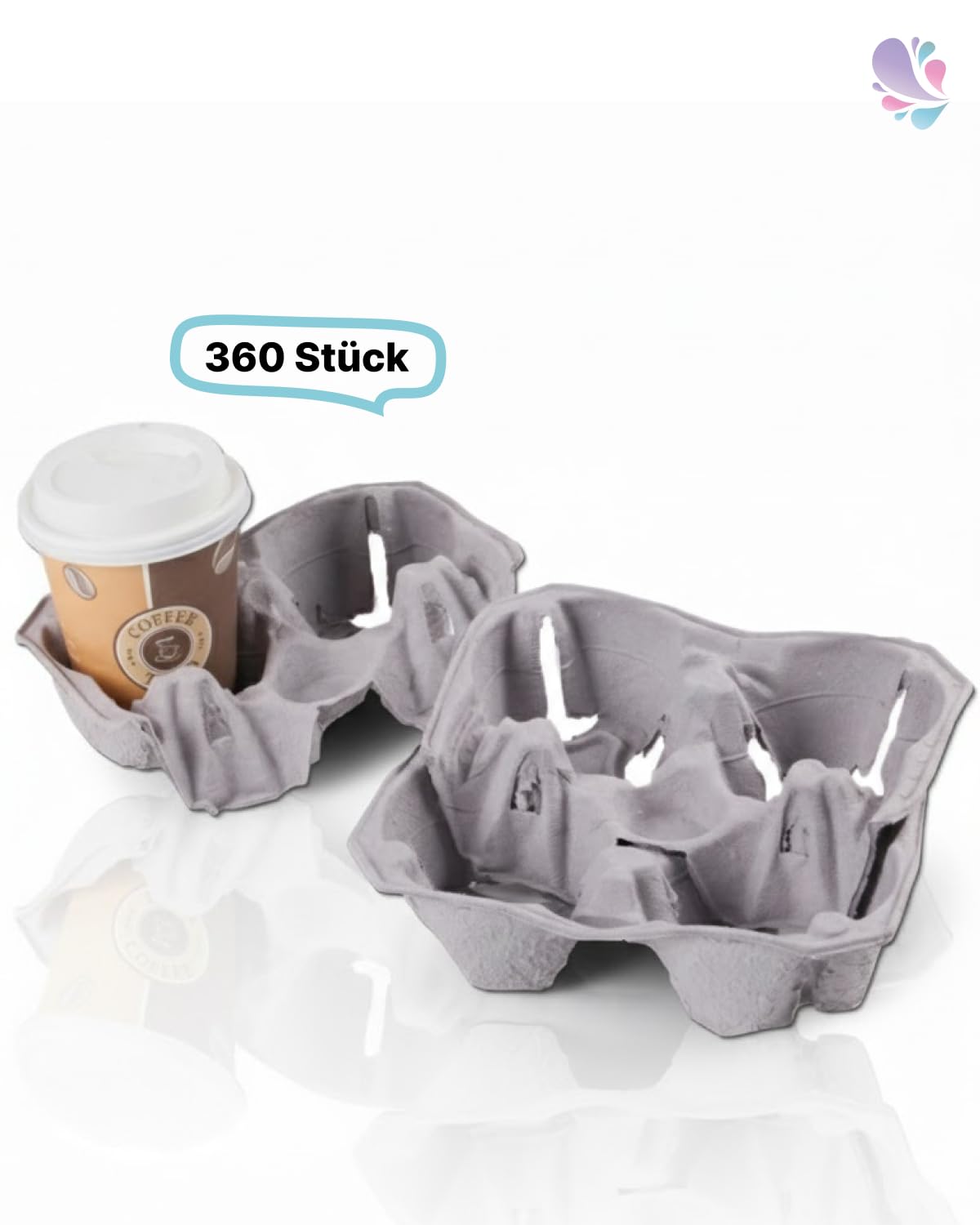 Becherhalter CLICK'N CARRY 2–4 Becher, 360 Stk., Recyclingkarton | Recyclingkarton, kompostierbar, plastikfrei beschichtet, robust f. Heiß- & Kaltgetränke, 2–4 Becher