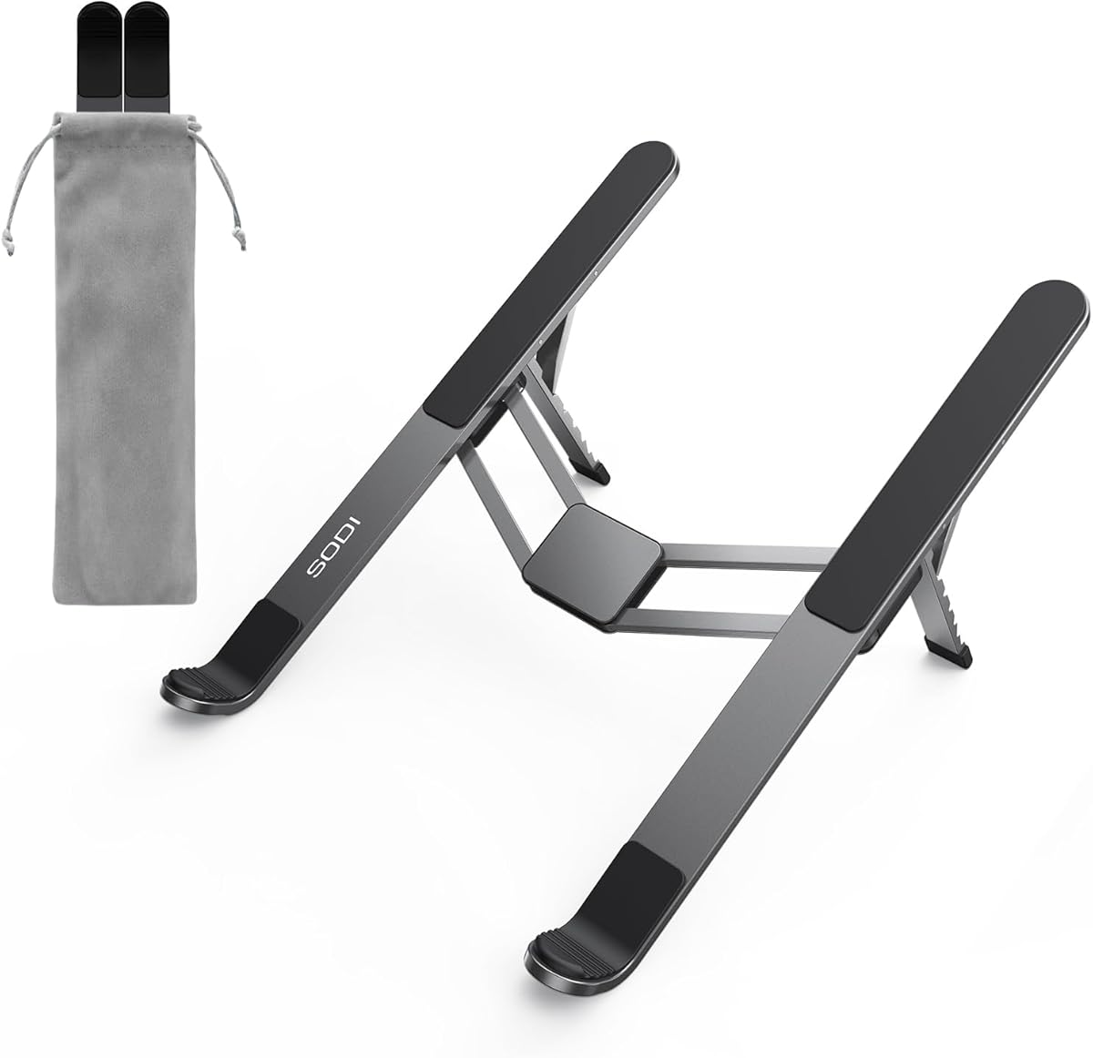 SODI [Innovative Compact] Foldable Laptop Stand for Desk, Lightweight Portable Laptop Stand for Business Trip, Library, Cafe, 6 Level Height Ergonomic Aluminum Computer Stand for MacBook 10-16"