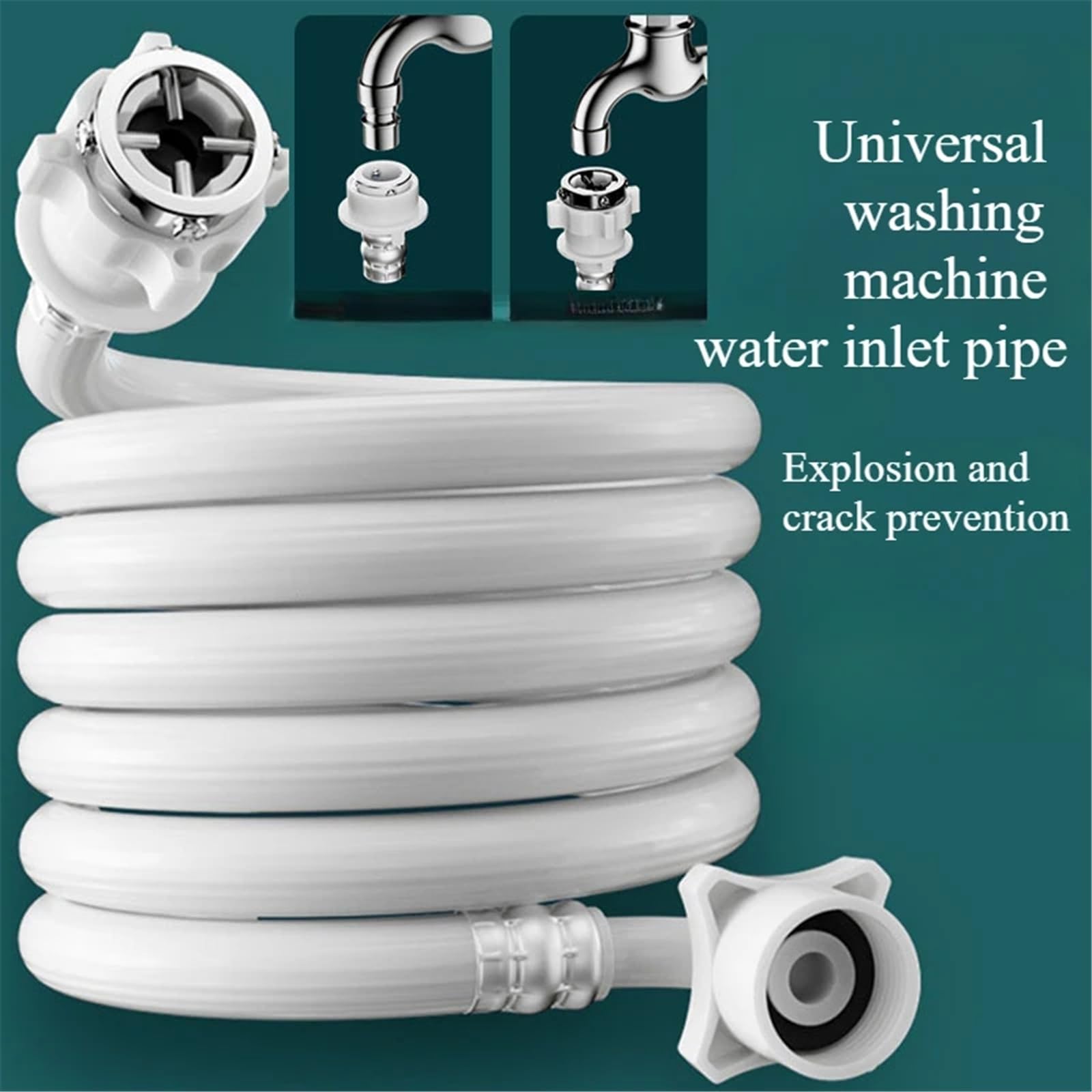 Manguera de desagüe para lavadora Extensión de manguera drenaje for lavadora, entrada agua con rosca 4 puntos, 1 m-3 m, color blanco(2m)