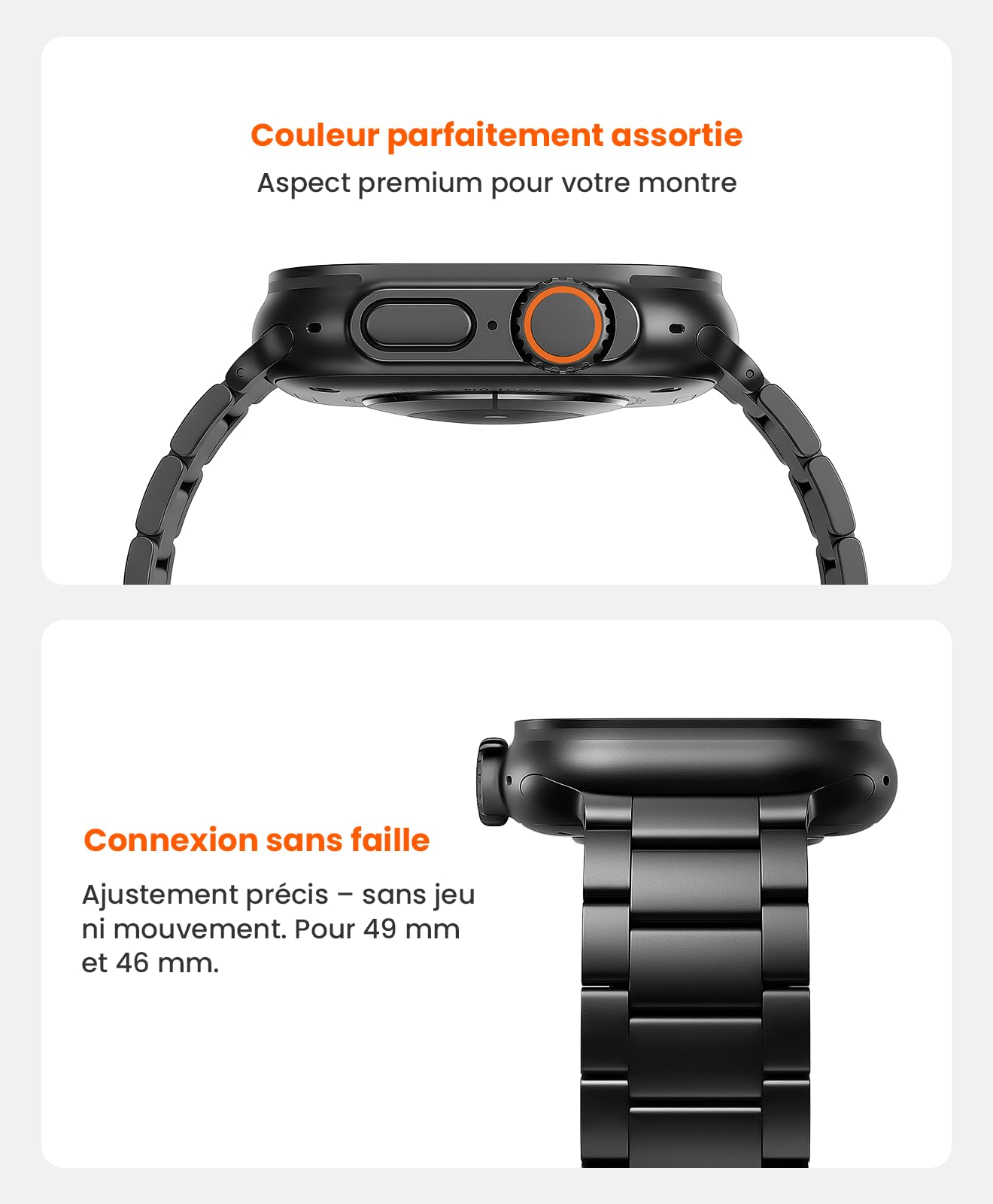 Bracelet en titane de grade 5 pour Apple Watch Ultra 3/2/1 49 mm et Series 11/10 46 mm, bracelet de montre Ultra 3 réglable sans outil pour homme avec fermoir papillon sécurisé