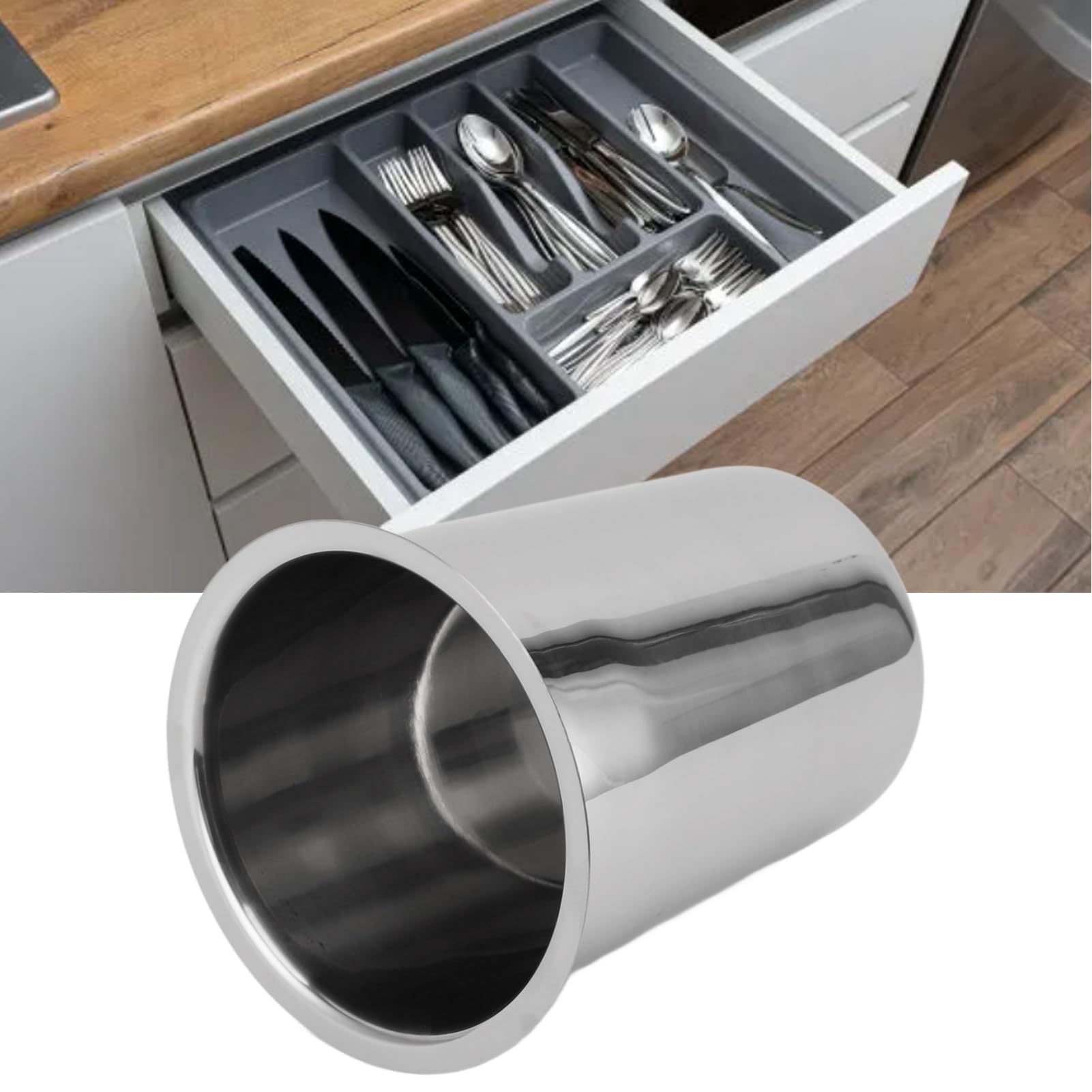 Lot de 3 porte-ustensiles de cuisine en acier inoxydable - Multifonction - Grande capacité - Organiseur d'ustensiles de cuisine pour comptoir