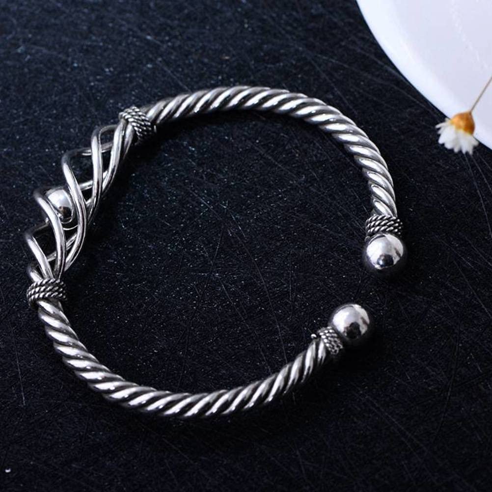 Retro Bangle S925 Braccialetto D'Argento Gioielli Fatti a Mano in Argento Braccialetto Femminile a Torsione Regolabile Retrò2