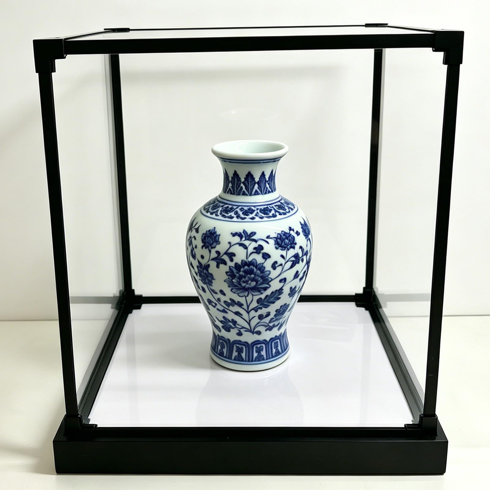 24X24X24 12X12X12 10X10X10 6X6X6 Inch Acrylic Display Case Model Car Showcase, Aluminum Showcase Countertop Clear Display Box, Cube Collectibles Show Box(White,12x12x12inch/30x30x30cm)