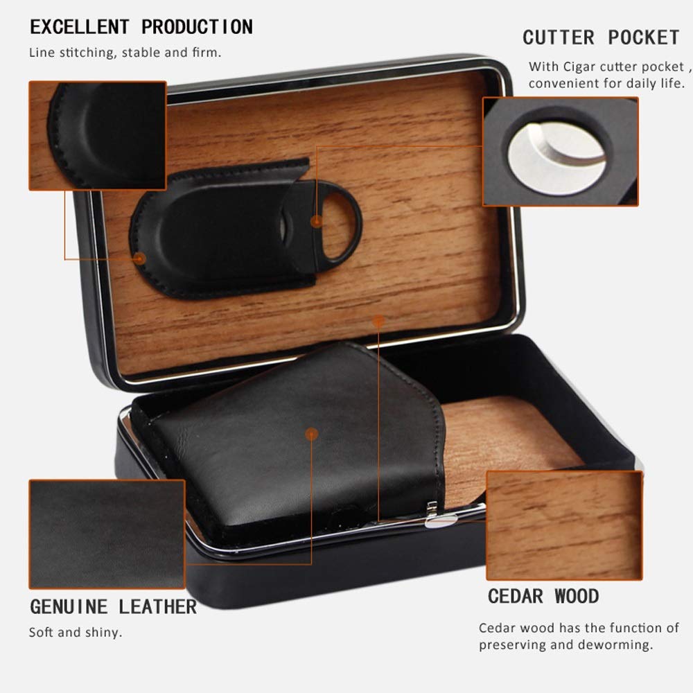 Humidor Podróżne pudełko na cygara skórzane przenośne etui na cygara nawilżacz drewno cedrowe do cygar Cohiba akcesoria