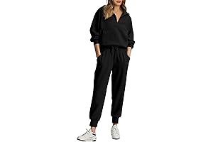 Women's 2 Piece Tracksuit Fall Outfits 2024 Long Sleeve Half Zip Sweatshirt Sweatpants