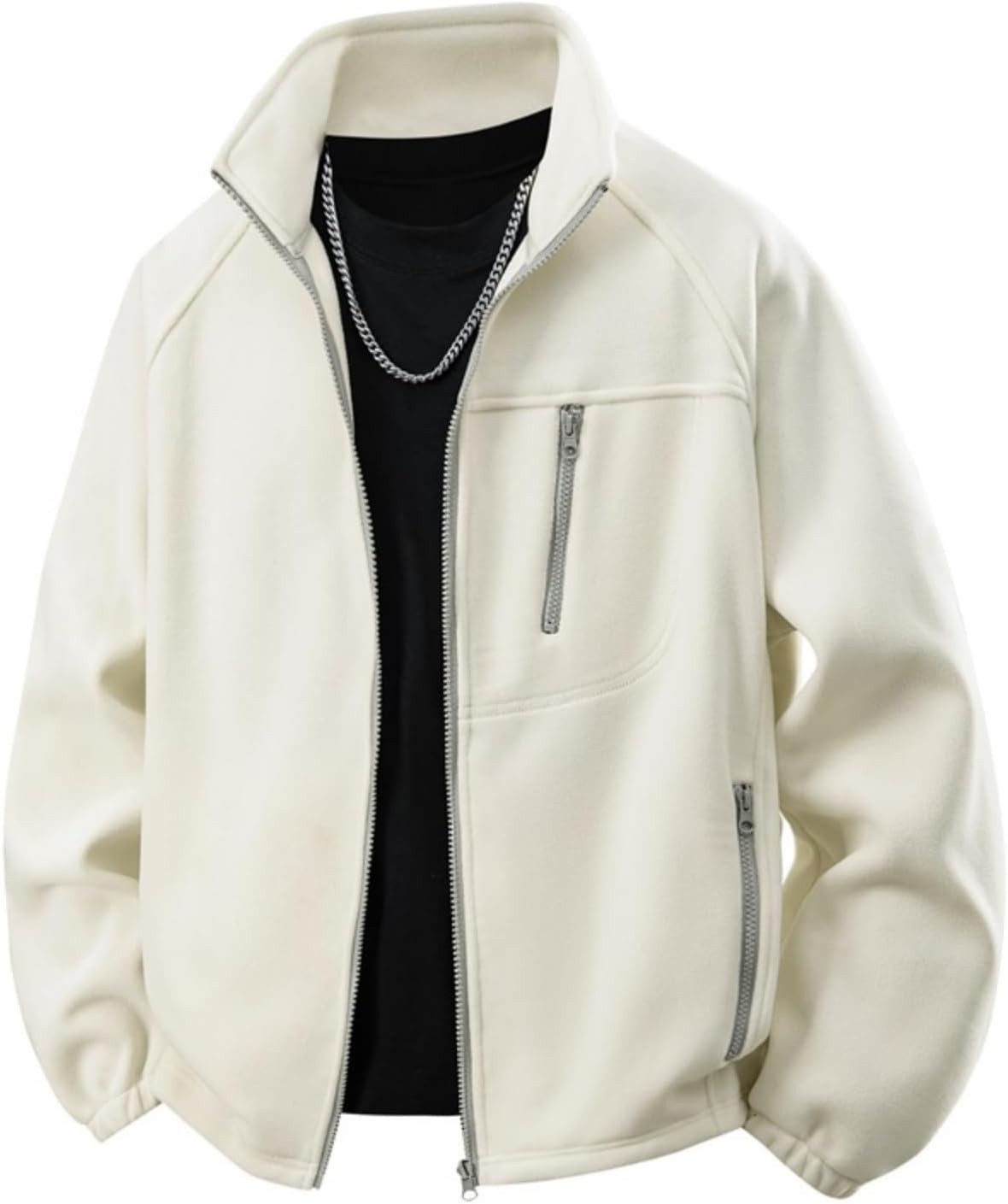 Ymosrh Men's Zip Up Polar Fleece Athletic Workout Jacket Winter Warm Coat with Pockets, M-3XL