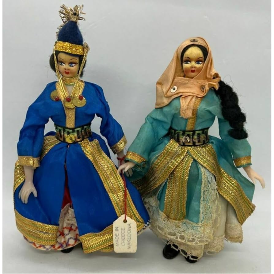 Amazon | ビンテージ ギリシャ マケドニア 民族衣装ドール 2体
