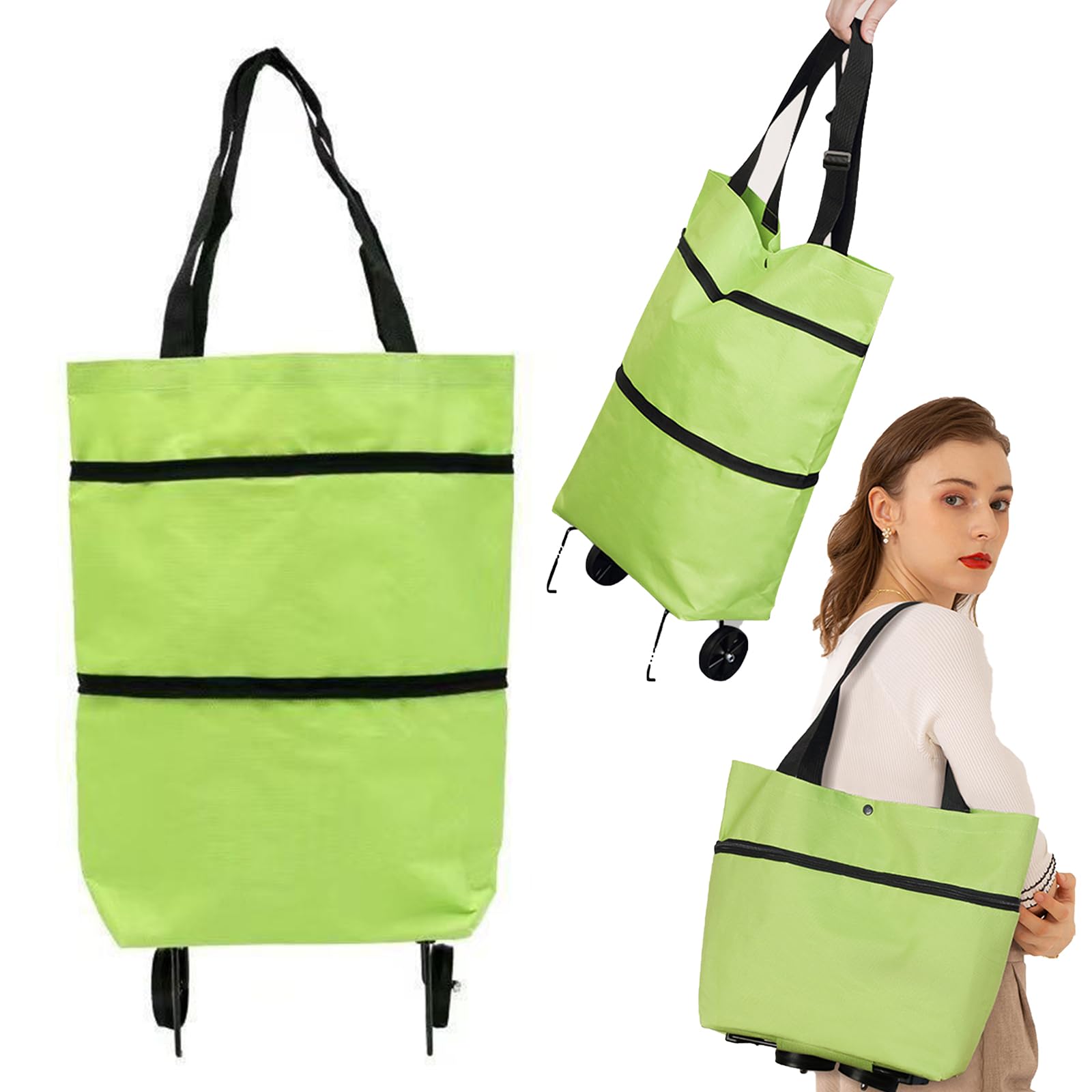 Ovshnrr Carrello Spesa 3 Ruote Scale, Carrello Portaspesa Pieghevole, 32L, Capacità Di Carico 30kg, Borsa Di Stoccaggio Rimovibile, Ruote In Acciaio Inox, Per Salire Le Scale