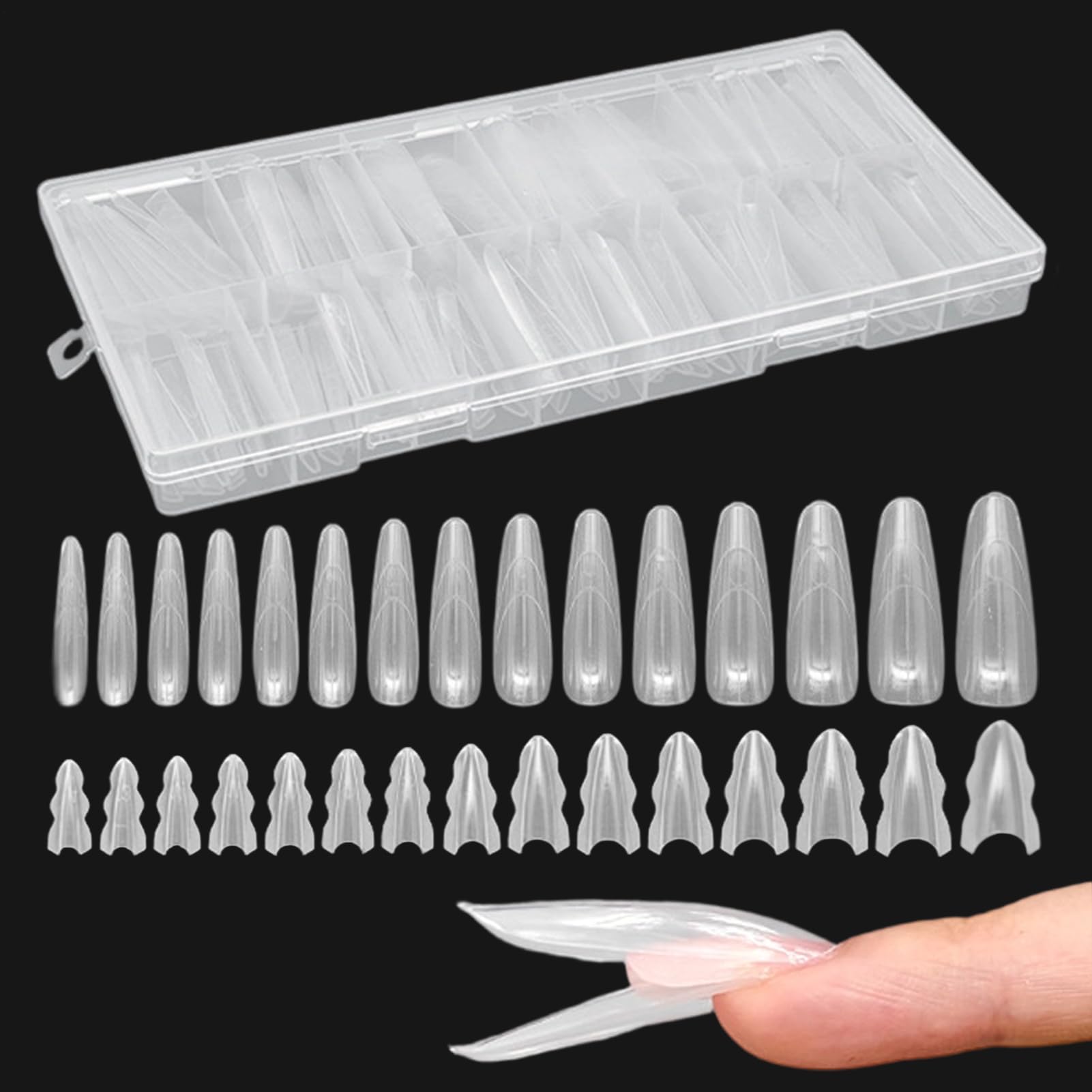 Forme Per Unghie In Plastića ABS – Allungamento Unghie, Tip In Gel Trasparenti A Copertura Totale | Set Di Punte Per Unģhie Artificiali, Di Bellezza Per Salone, Casa, Viaggio, Matrimonio, Sp