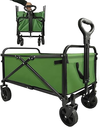 SAILARY Carrito plegable de jardín al aire libre con rueda pequeña, carrito plegable resistente con ruedas universales y mango ajustable, carro de