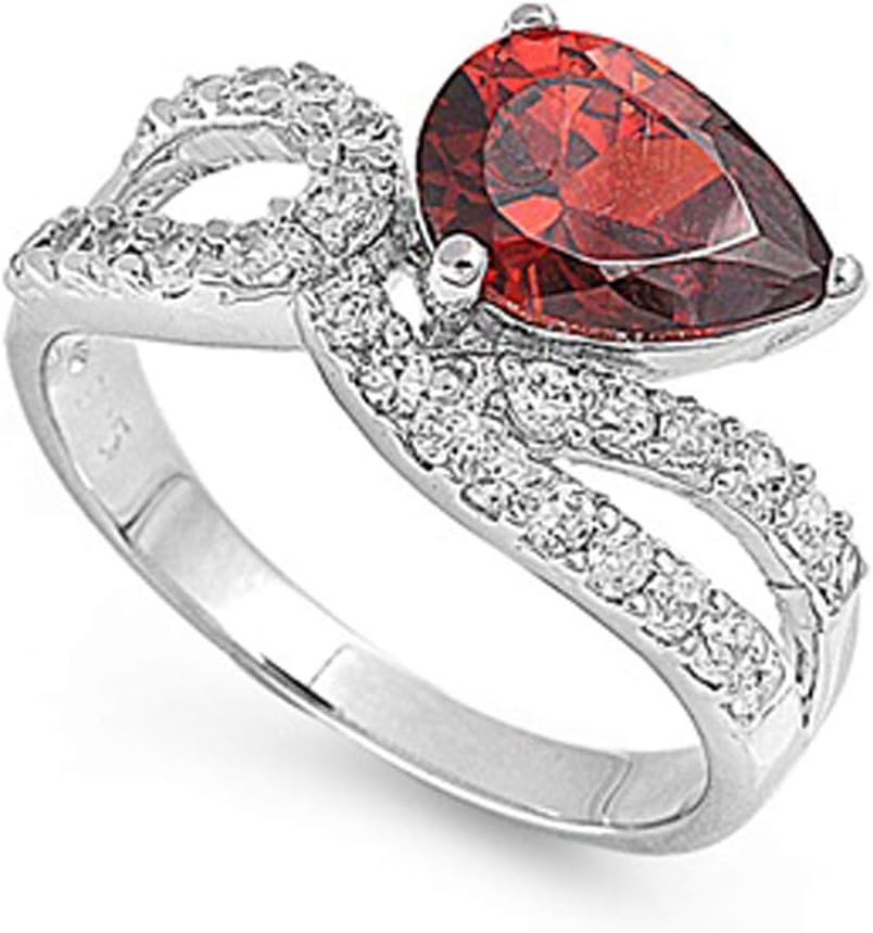 CHOOSE YOUR COLOR Sterling Silver Teardrop Ring