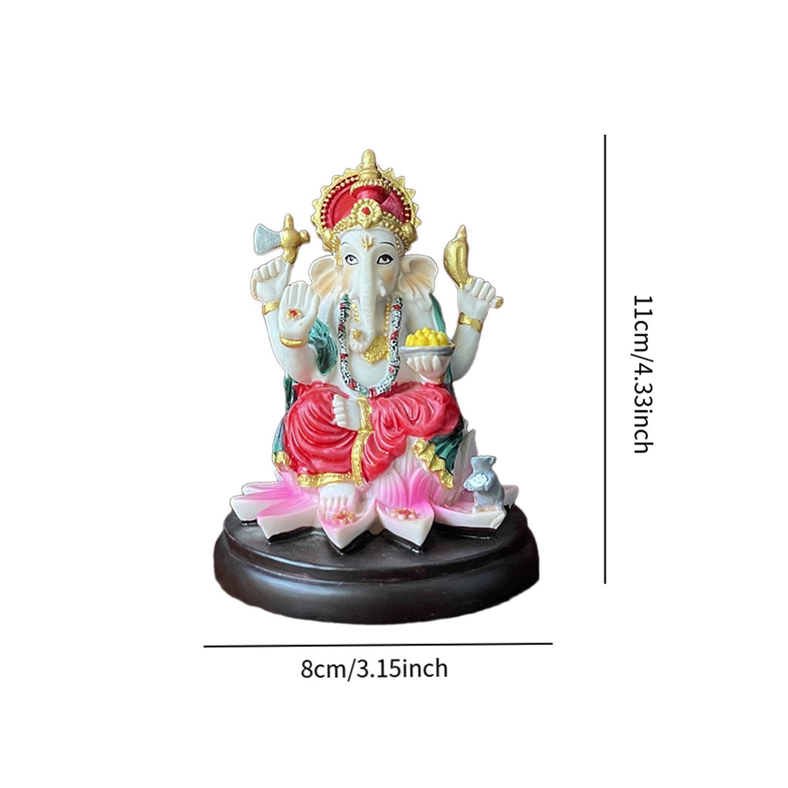 HQHYGM Słoń bóg figurka indyjska rzeźba centralnym rzemiosło żywiczne grafika ozdoba hinduska statua Ganesha dla domu samochód salon