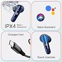 pTron Bassbuds Astra in-Ear TWS Earbuds w/Stereo Sound, 50Hrs Playtime, Stereo Calls, Custom EQ, Mobile App, BTv5.3 Headphones, Touch Control, Voice Assistant, Type C Charging & IPX4 (Navy Blue) gallery image